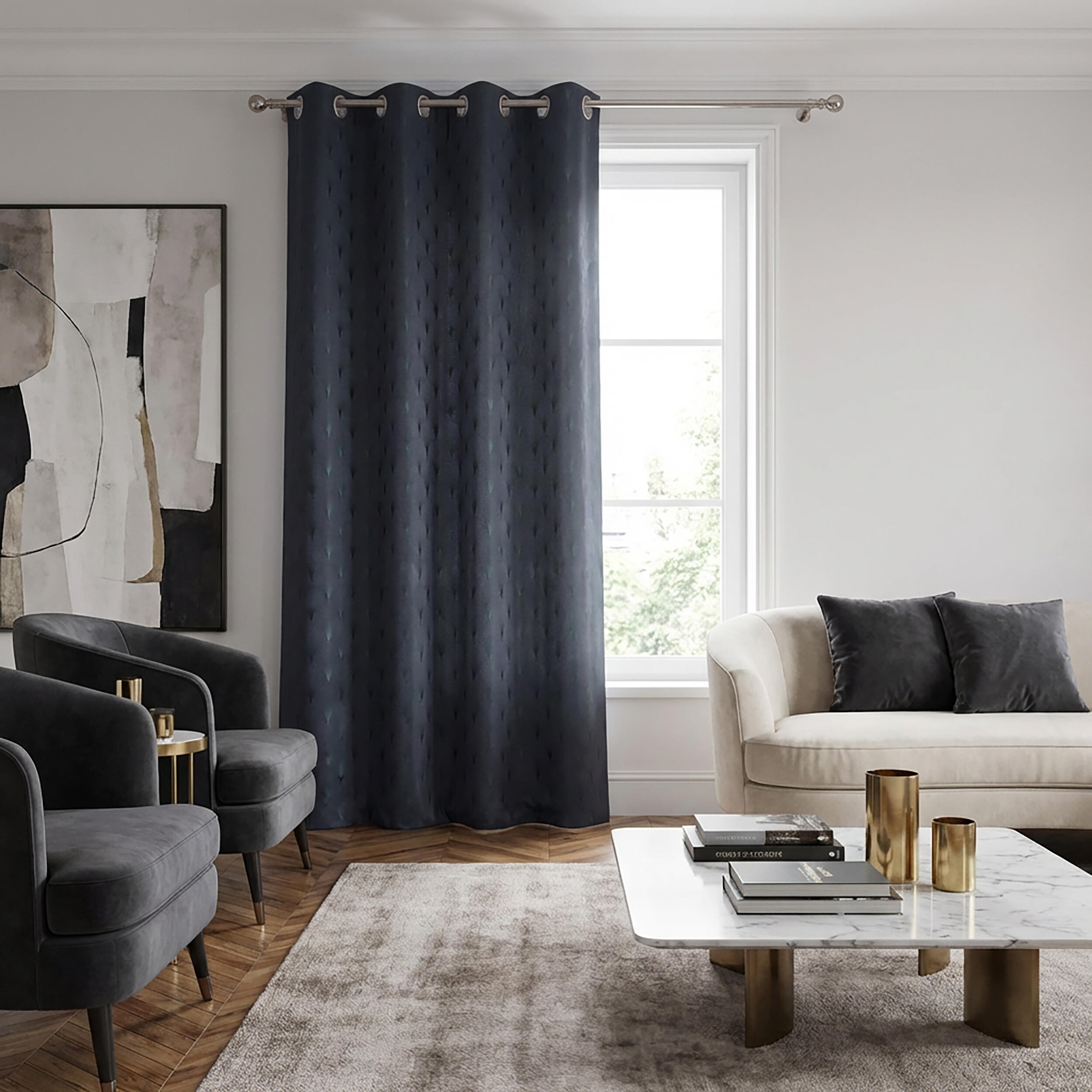 Rideau tamisant, Sirena, bleu H.260 x l.140 cm - 3