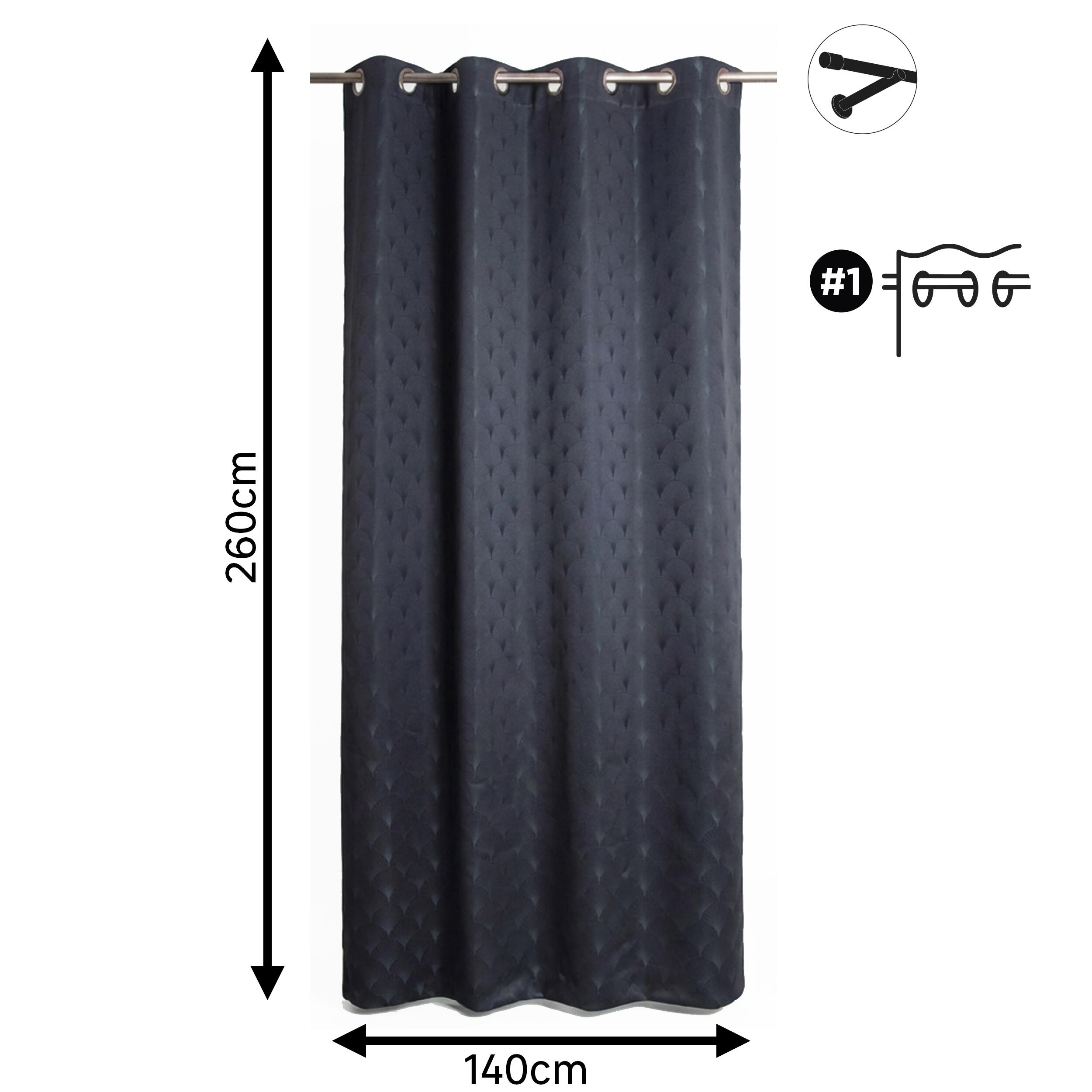 Rideau tamisant, Sirena, bleu H.260 x l.140 cm - 2