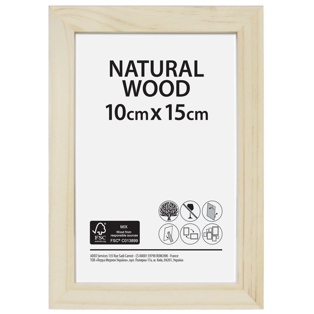 Cornice 10x15 cm in legno naturale opaco Natural wood
