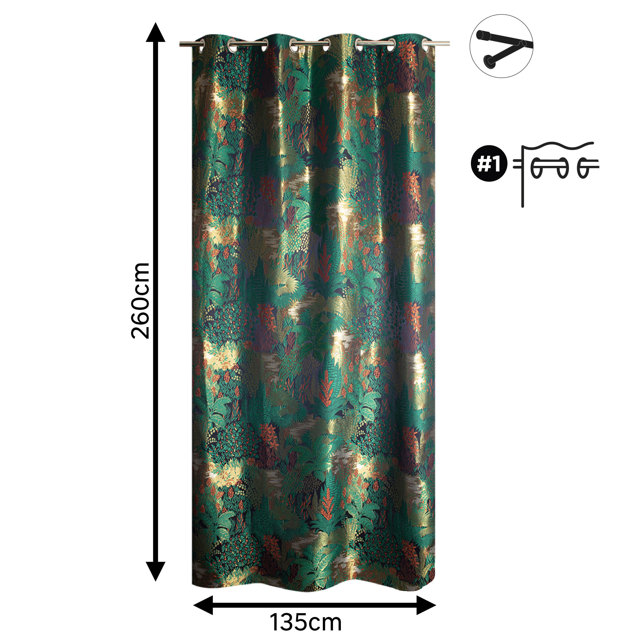 Rideau tamisant, Aelys, vert H.260 x l.135 cm - 2