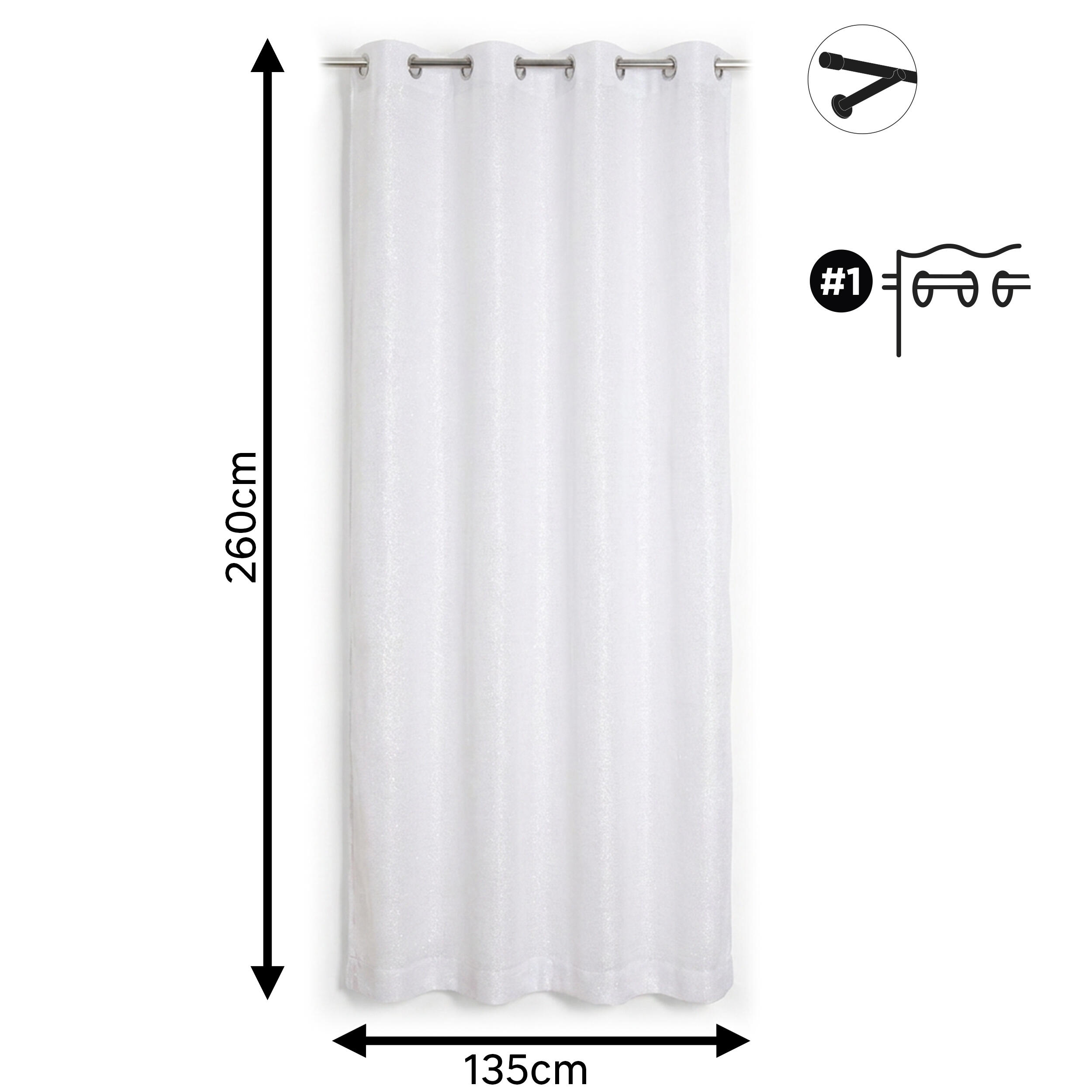Rideau occultant, Dario, gris H.260 x l.135 cm INSPIRE - 3