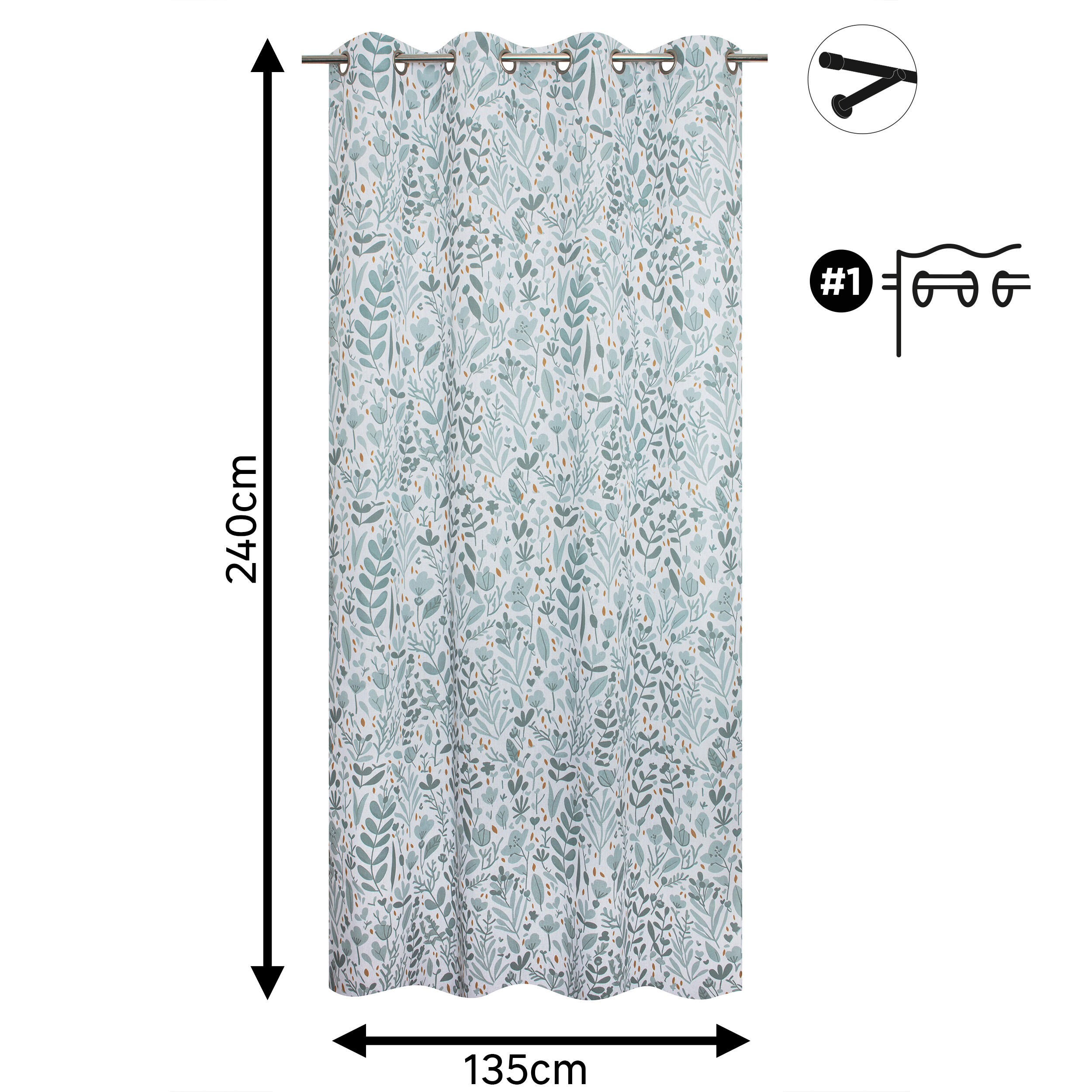 Rideau tamisant, Dalima, vert H.240 x l.135 cm - 2