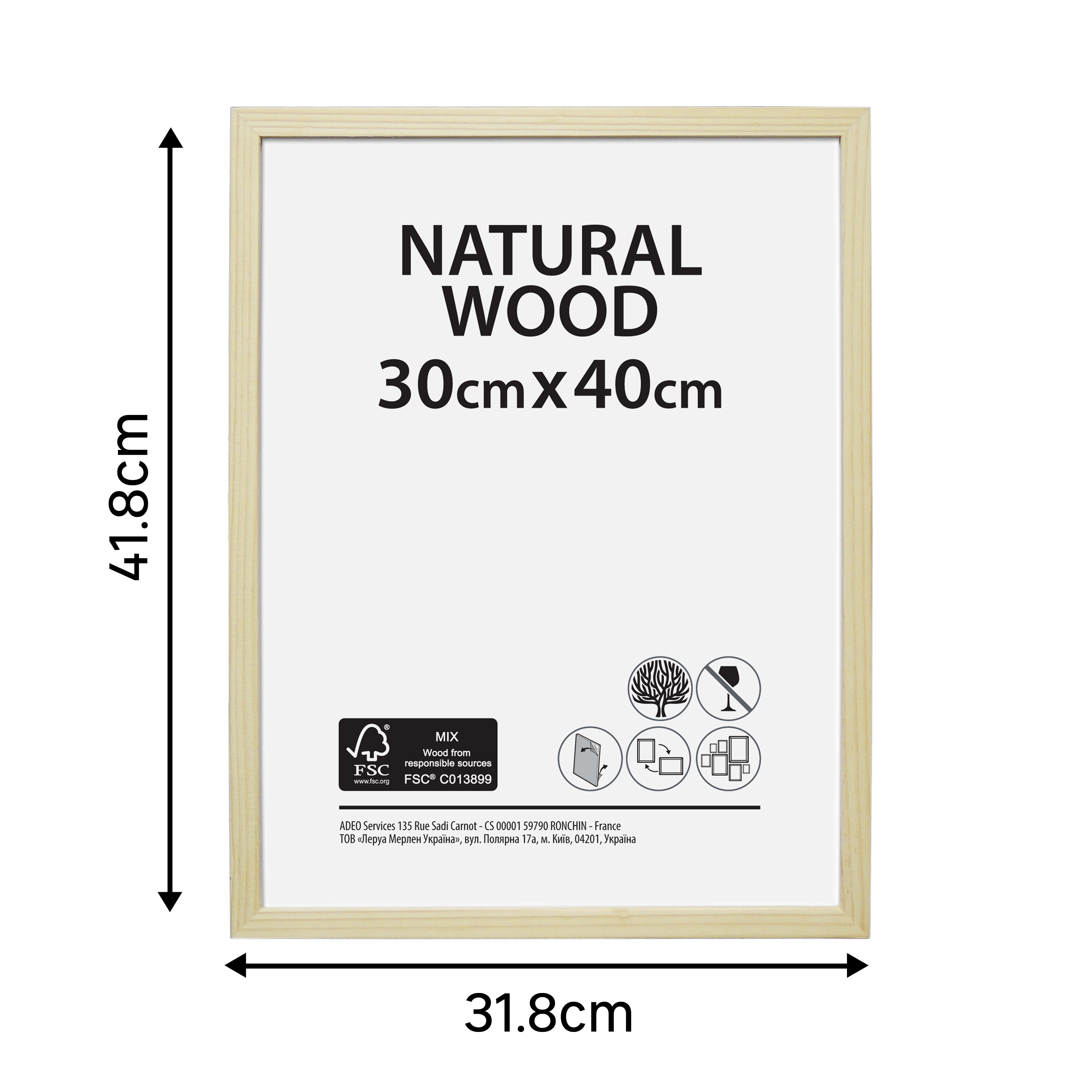 Moldura 3X40 cm madeira natural Inspire - 7