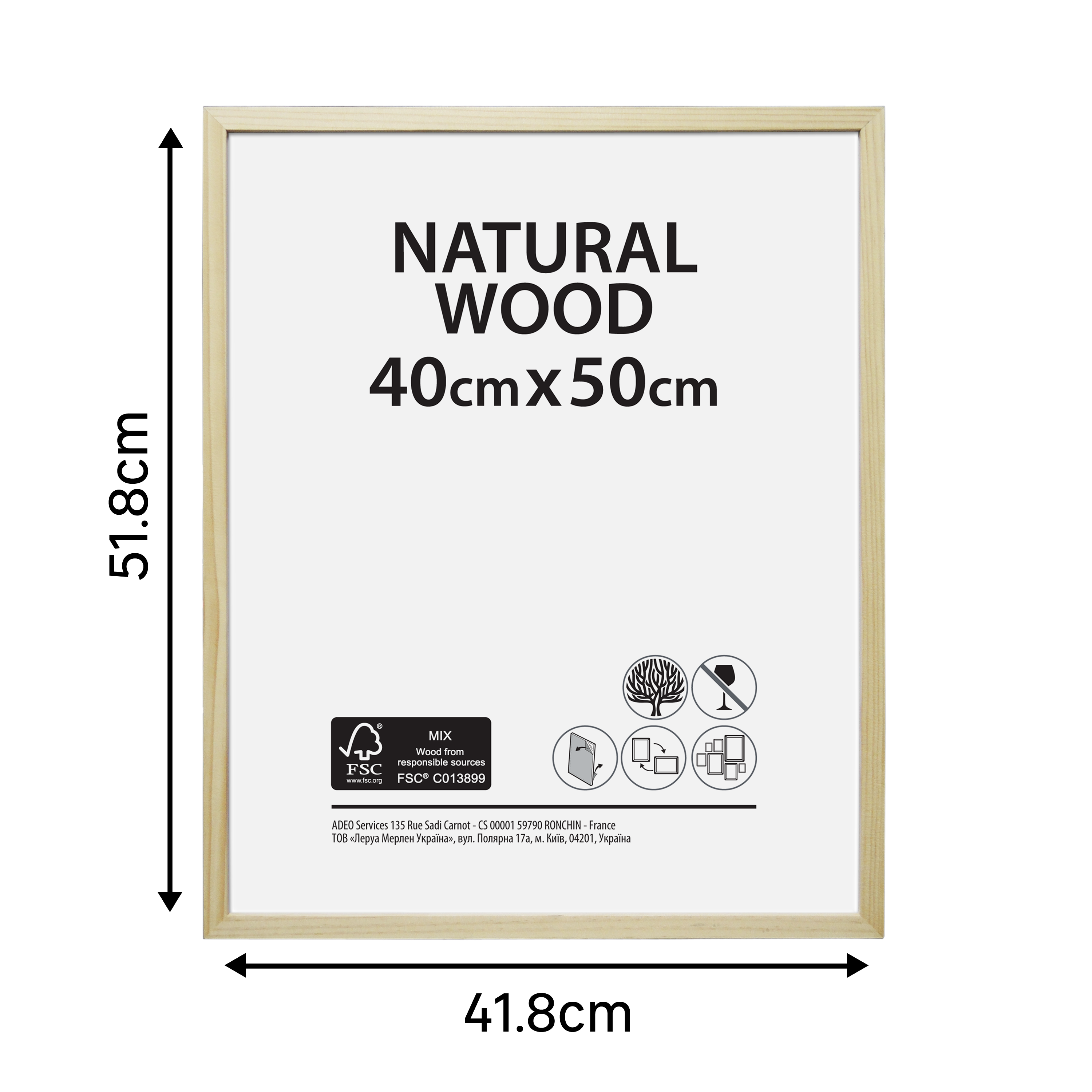 Moldura 40X50 cm madeira natural Inspire - 6