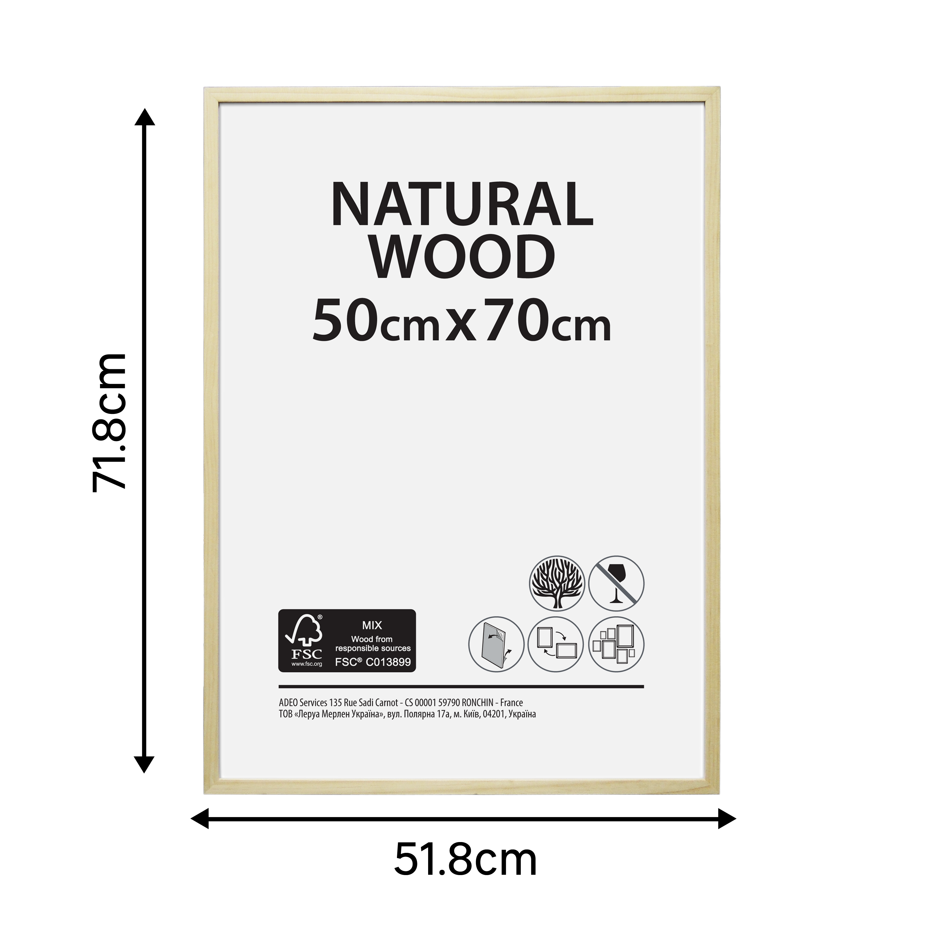 Cadre Brut, H.70 x l.50 cm, bois naturel - 5