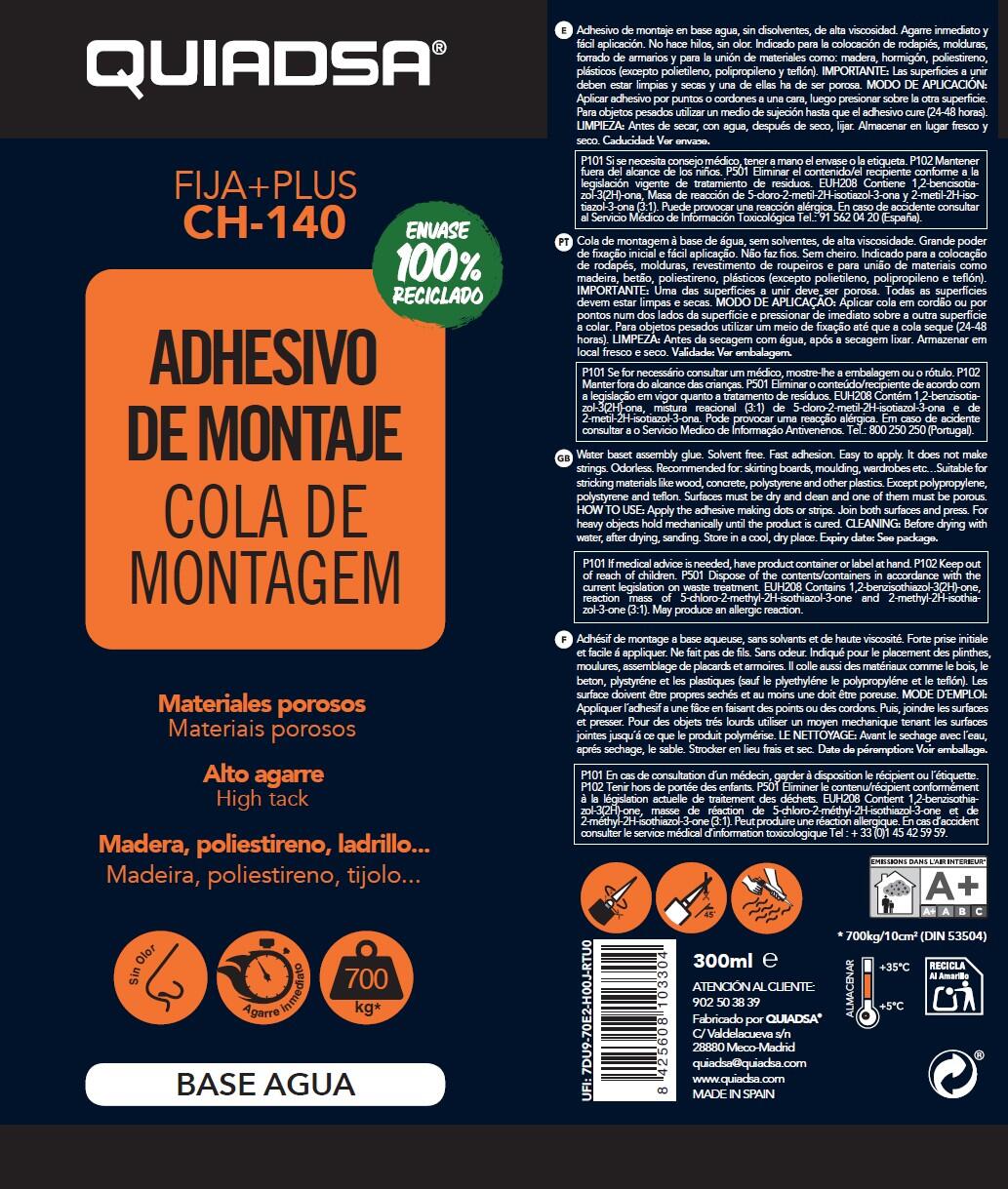 ADHESIVO DE MONTAJE EN BASE AGUA 300ML BLANCO - 2