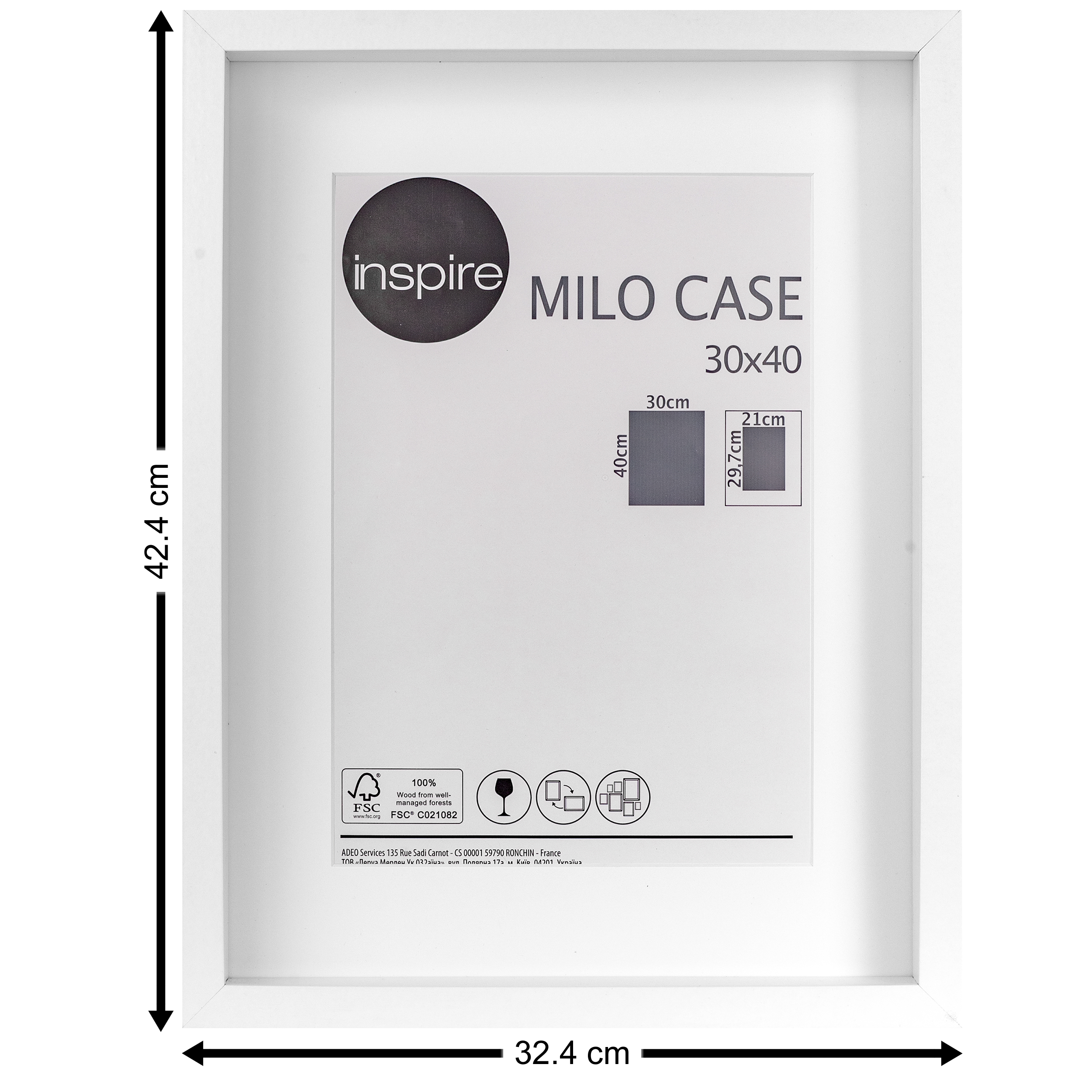 Marco con Passepartout Milo Case blanco INSPIRE 30x40cm - 3
