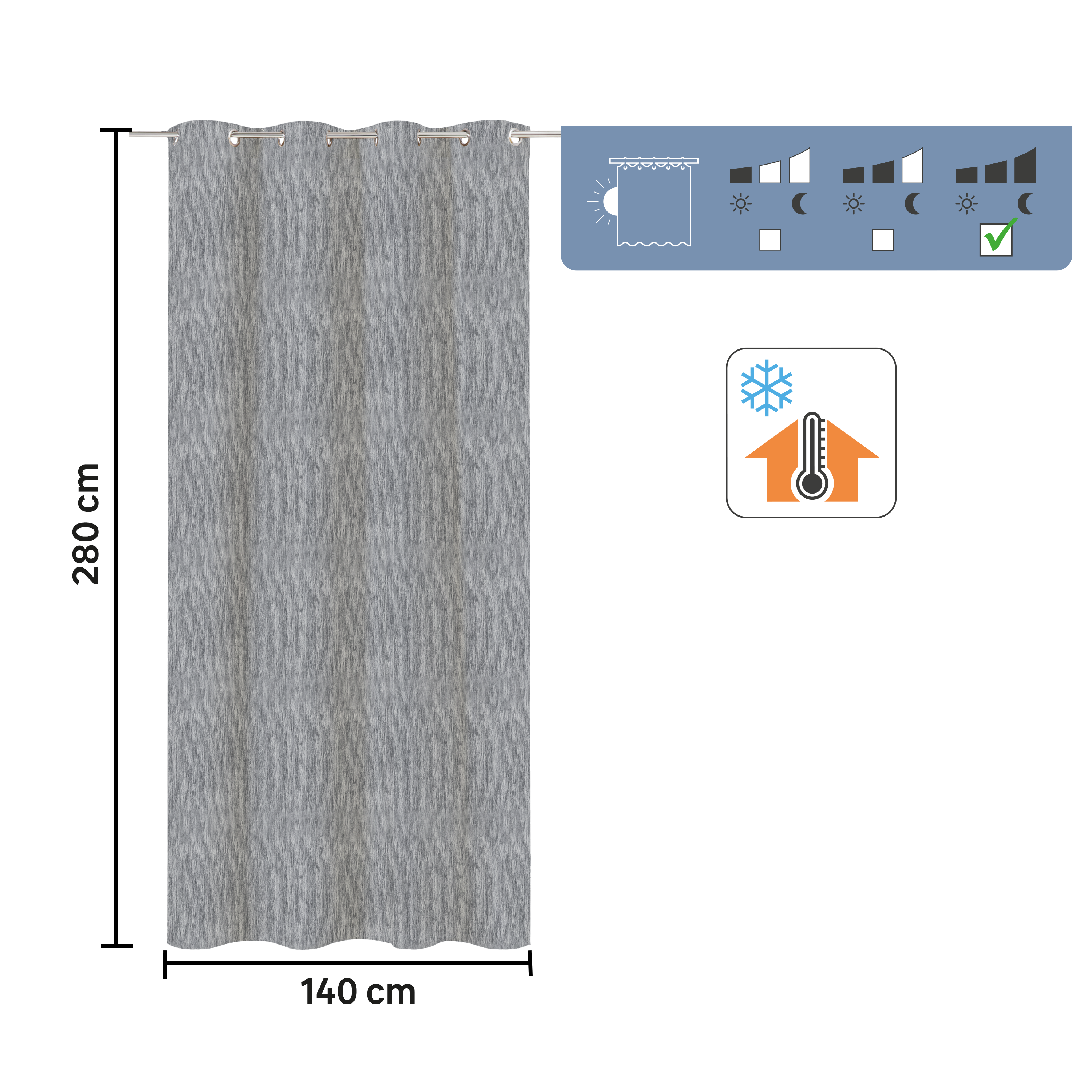 Tenda Auriane grigio, occhiello 140x280 cm INSPIRE - 22