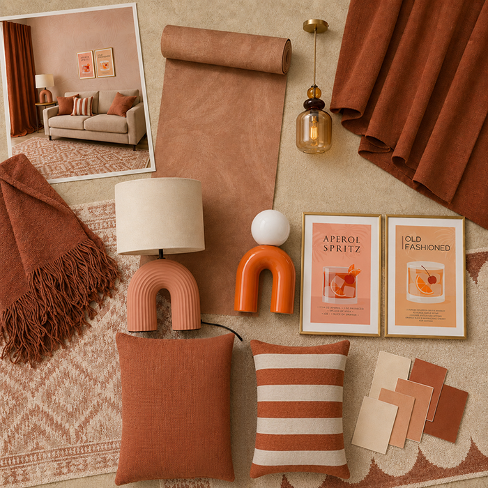 Cojín decorativo rectangular Tablas rayas algodón naranja y beige doble cara 30x50cm - 6