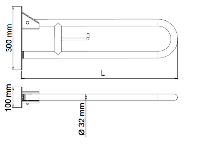 BARRA DE APOYO PARA INODORO ABATIBLE DOBLE INOX 73X15 CM - 3