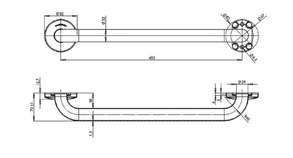 ASIDERO DE DUCHA INOX SATINADO  53.6X7X8 CM - 3