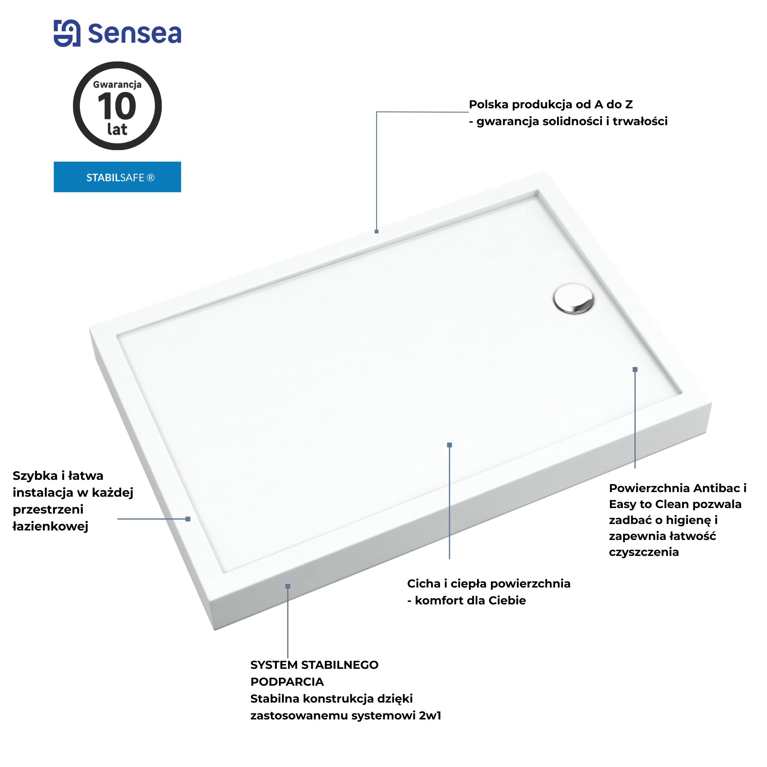 Brodzik Zintegrowany Prostokątny Sensea Frigo 90 x 160 x 12 cm Biały Gładki - 11