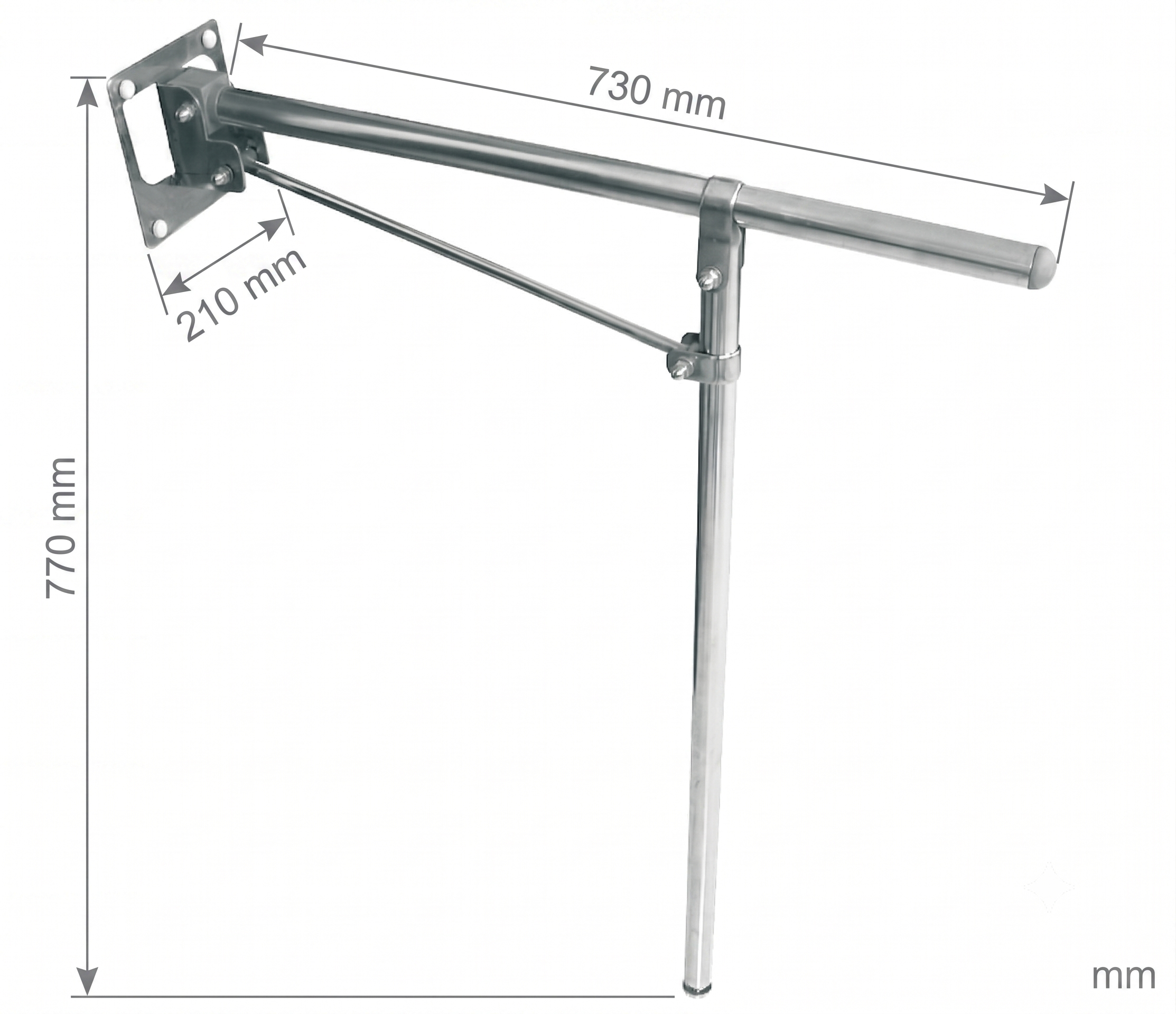 BARRA ABATIBLE CON PATA INOX BRILLO - 3