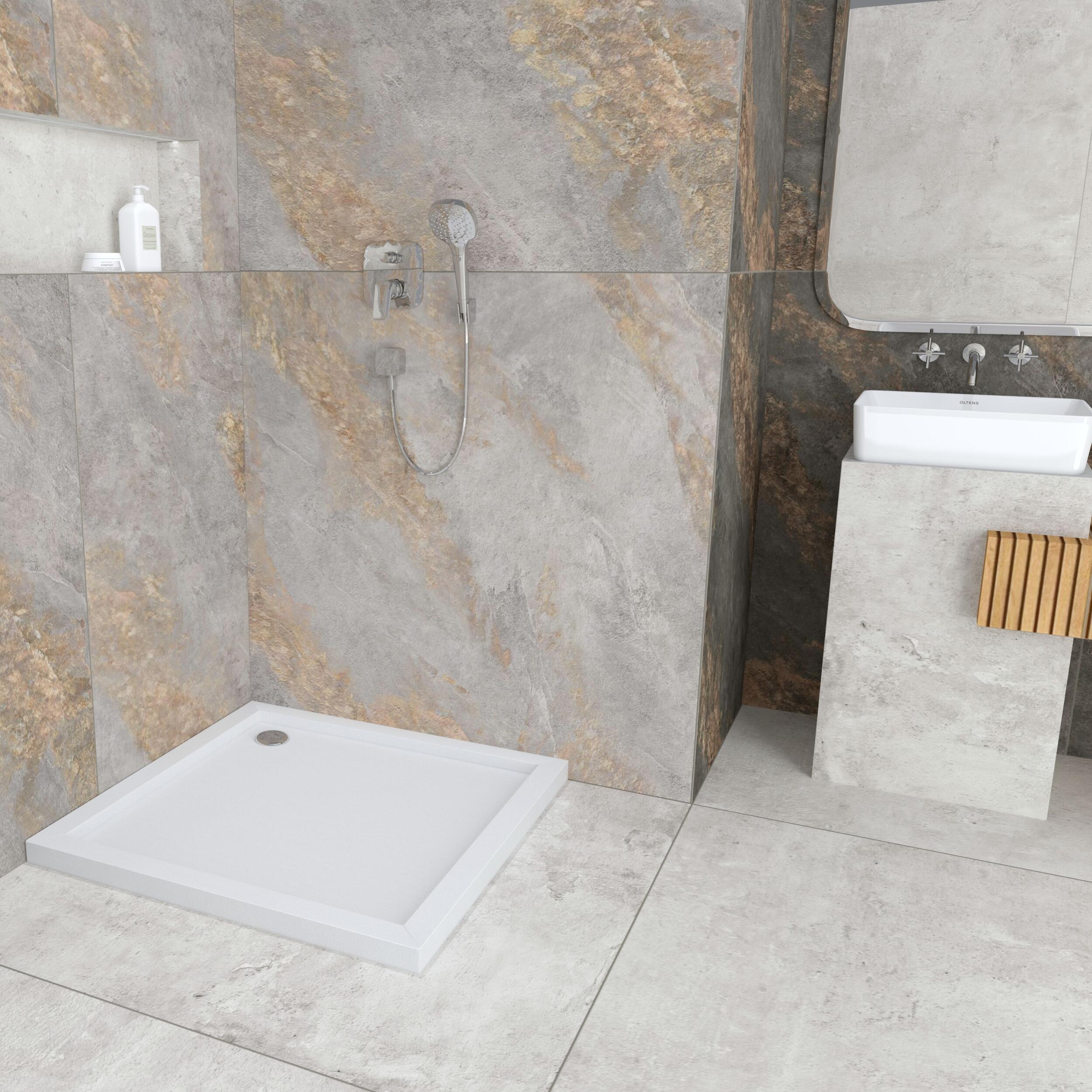 Brodzik kwadratowy Sensea Ipsilon 80 × 80 x 5 cm biały gładki - 3