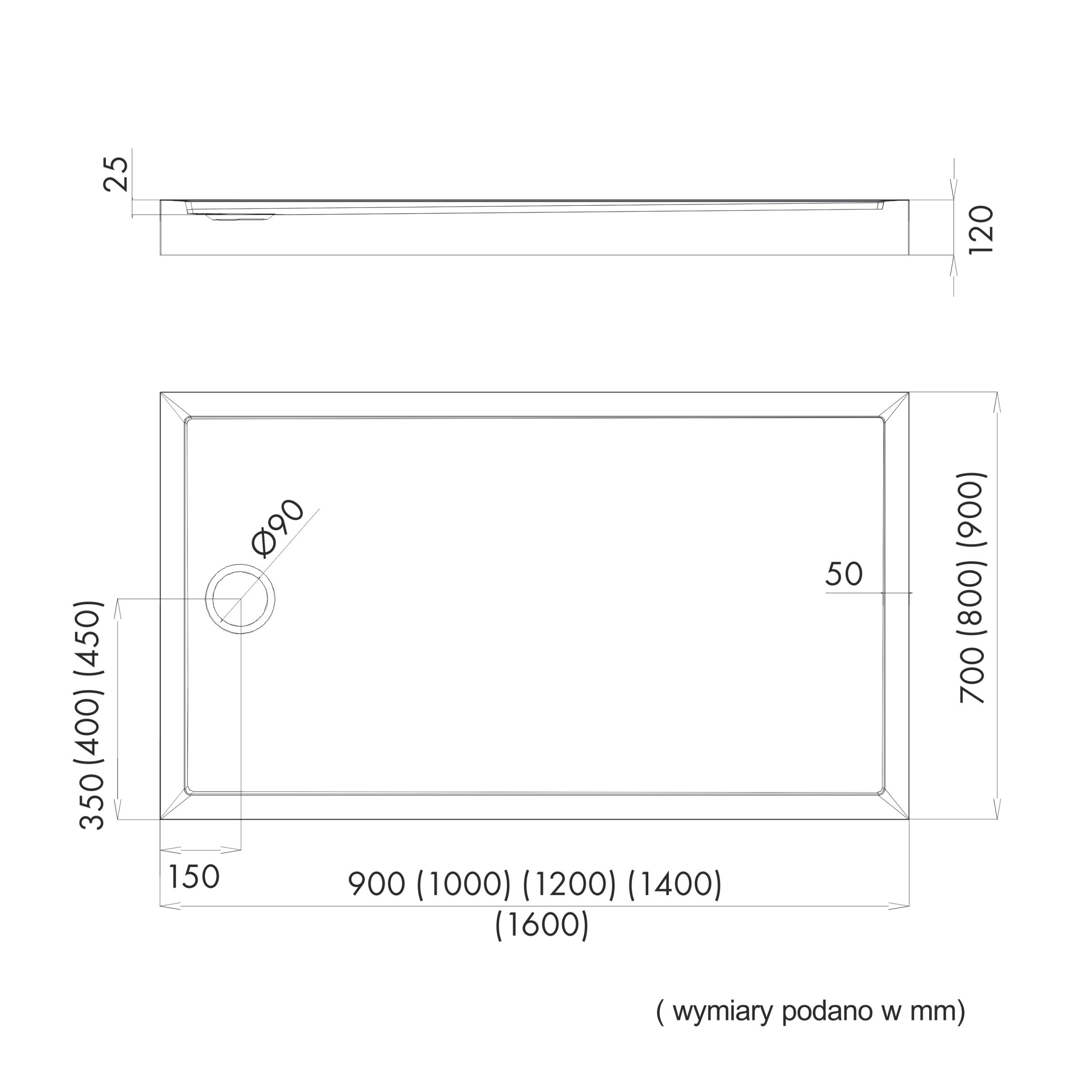 Brodzik Zintegrowany Prostokątny Sensea Frigo 90 x 160 x 12 cm Biały Gładki - 5