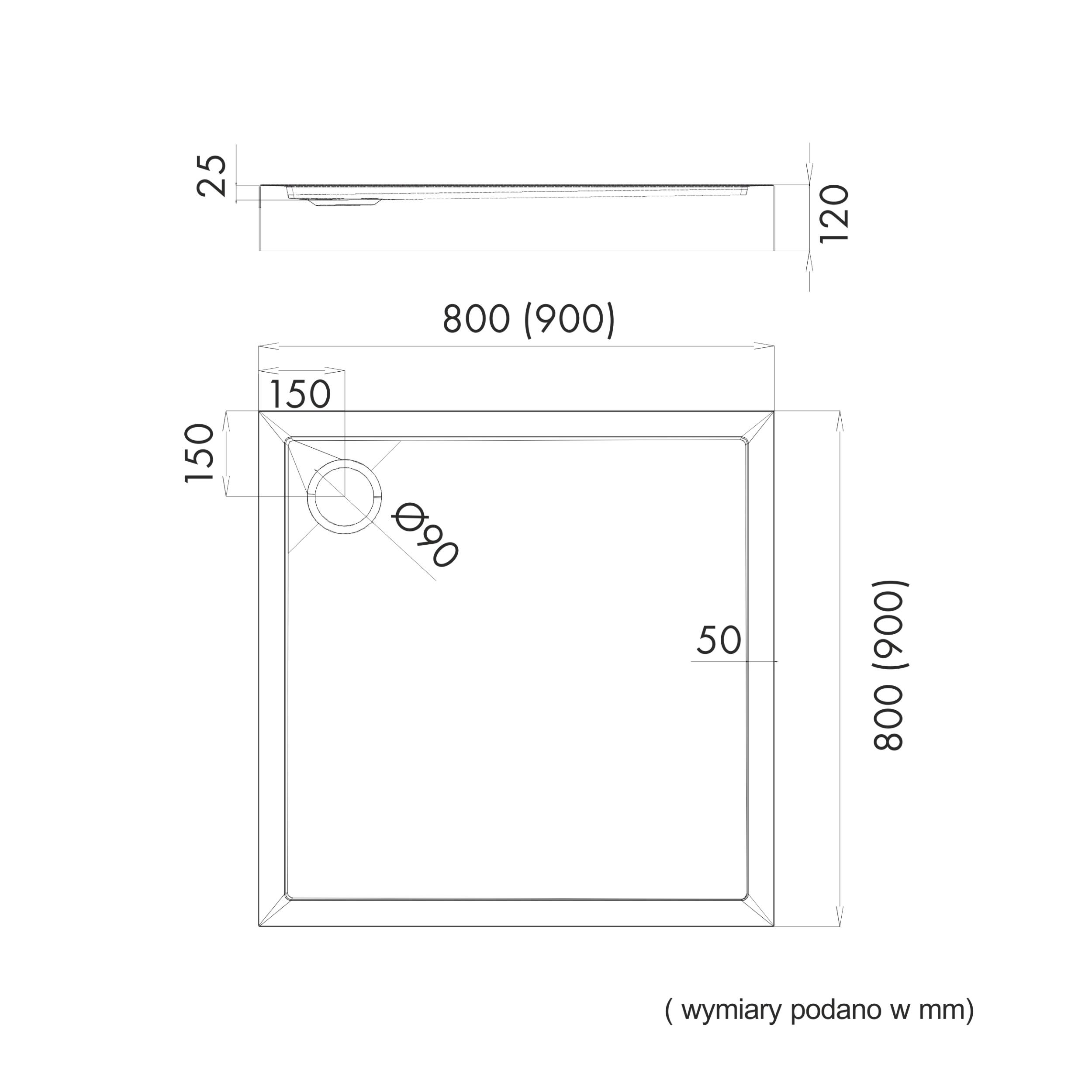 Brodzik Zintegrowany Kwadratowy Sensea Frigo 90 x 90 x 12 cm Szary Kamień - 5