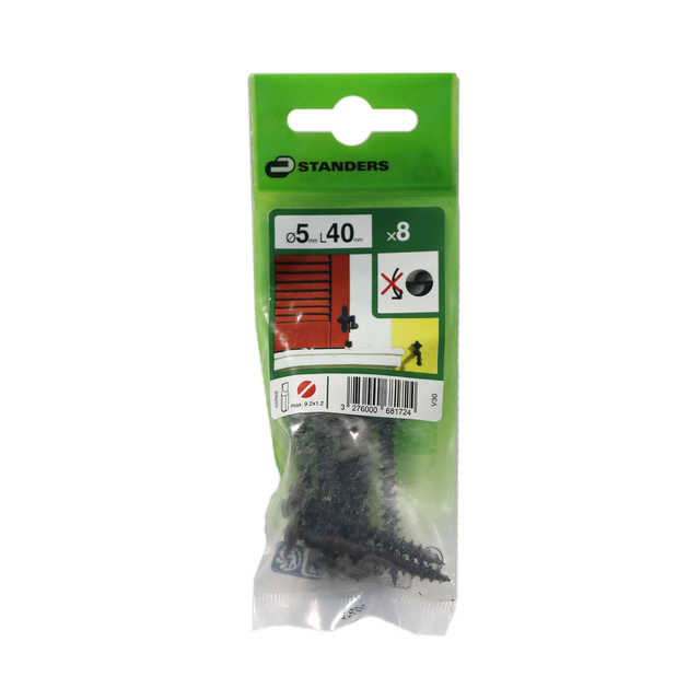 8 vis acier tête ronde indesserrable STANDERS, Ø5 x L.40 mm