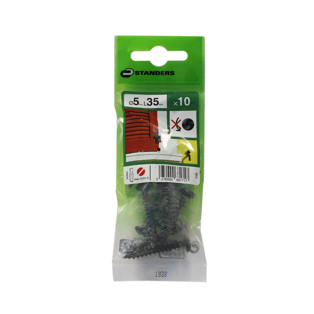 10 vis acier tête ronde indesserrable STANDERS, Ø5 x L.35 mm
