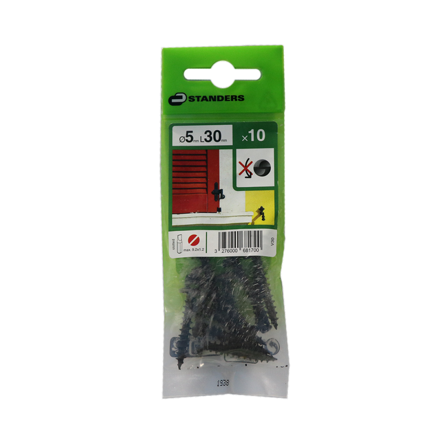 10 vis acier tête ronde indesserrable STANDERS, Ø5 x L.30 mm