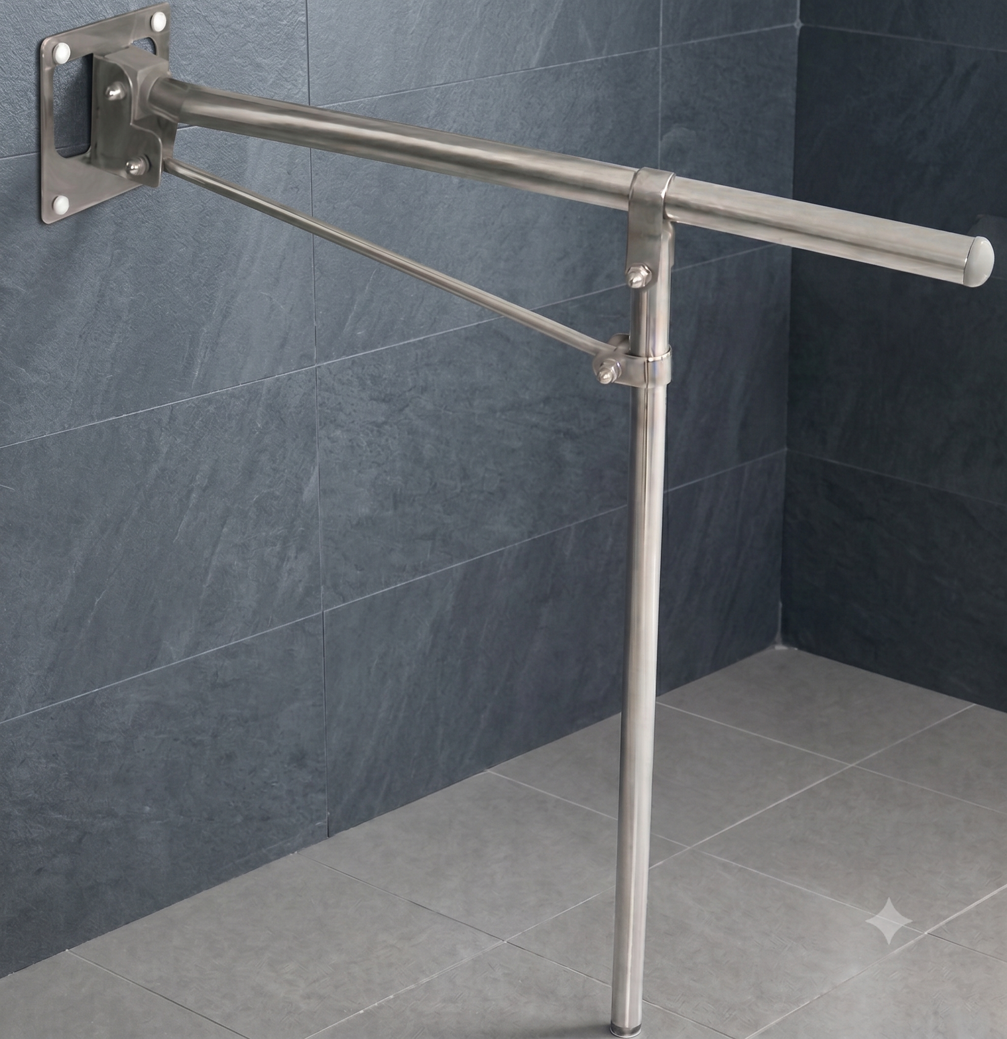 BARRA ABATIBLE CON PATA INOX BRILLO - 2