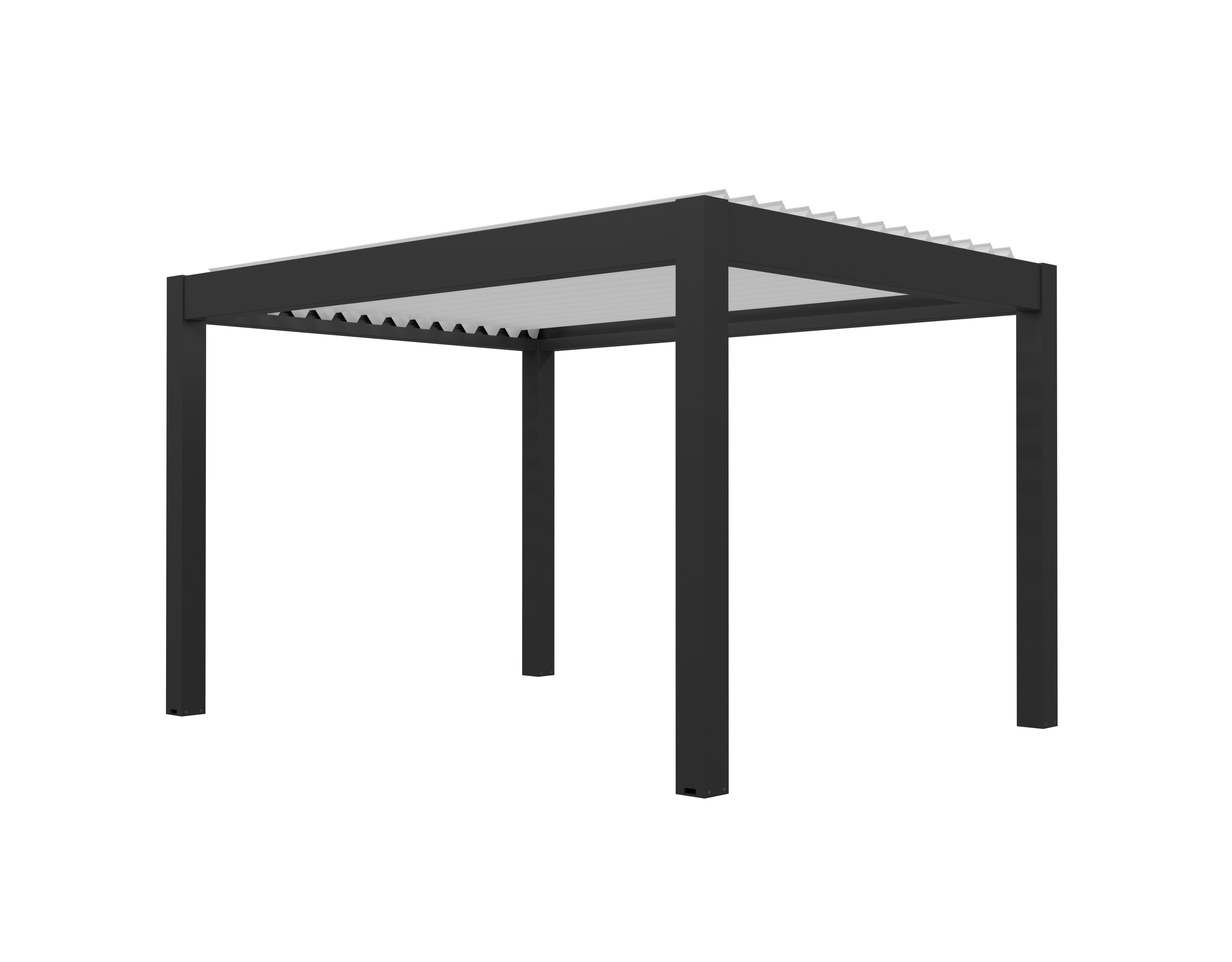 pergola bioclimatica de aluminio gardengate apolo gris antracita y lama blanca de 400 x 600 x 250 cm motorizada