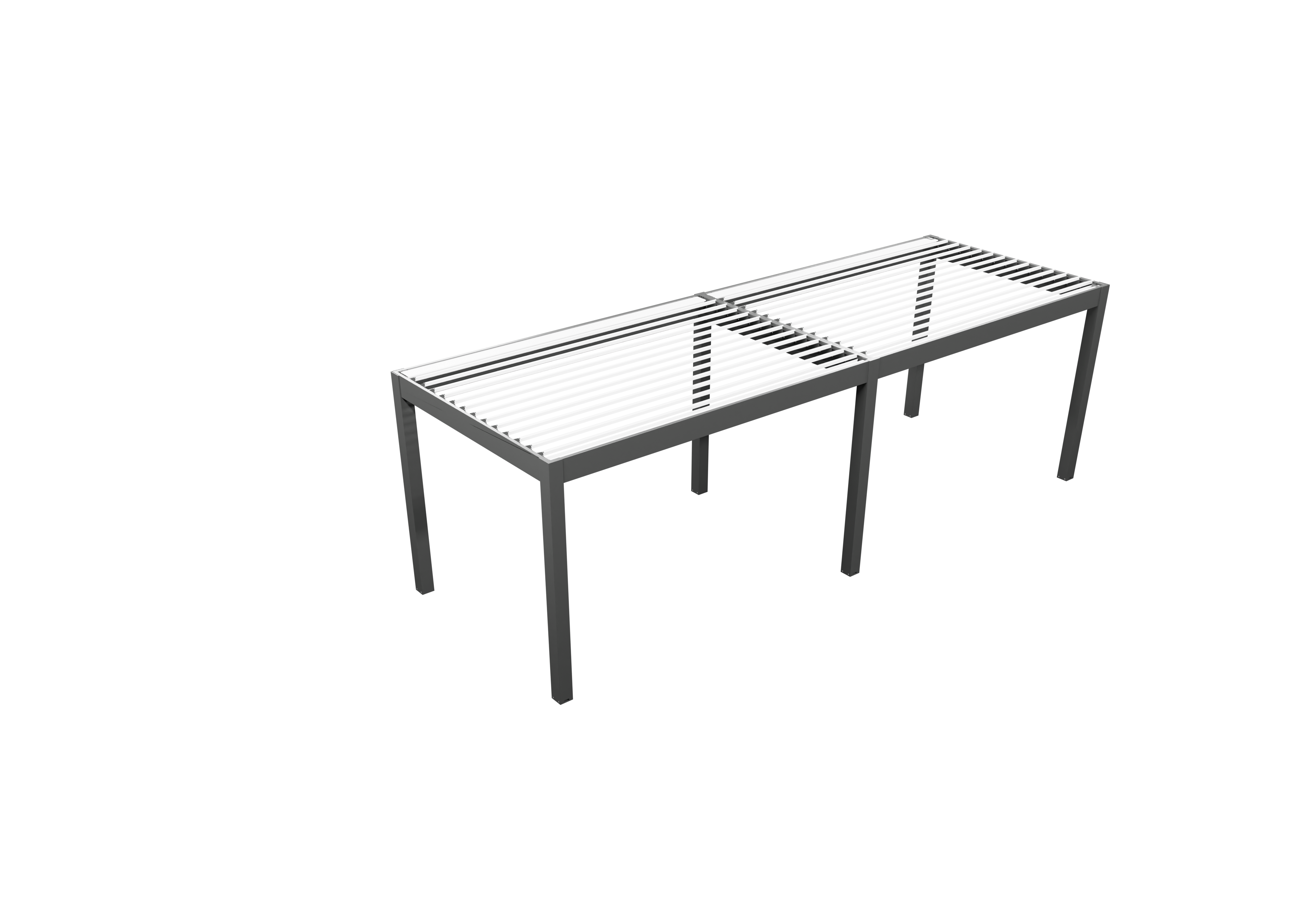 pergola bioclimatica de aluminio gardengate apolo gris y lama blanca de 400 x 1200 x 250 cm motorizada