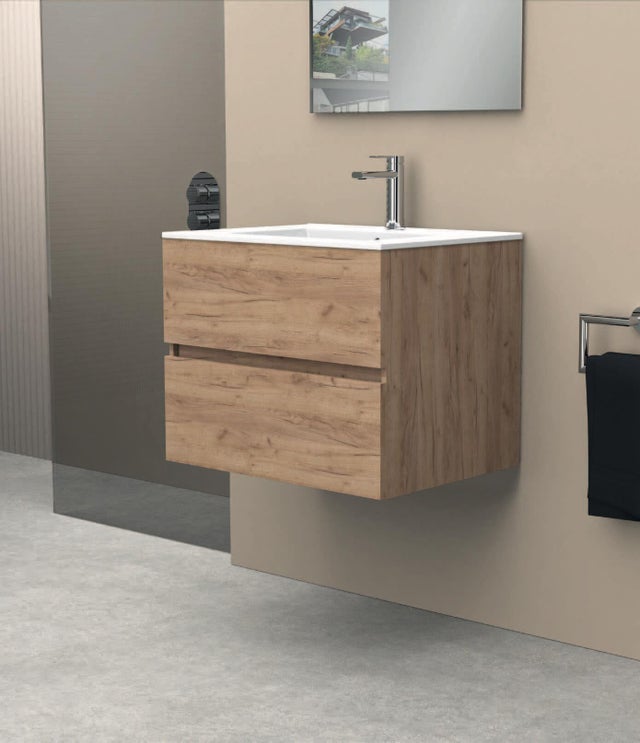 MUEBLE DE BAÑO CON LAVABO NEGARRA ESSENCE 80CM ROBLE