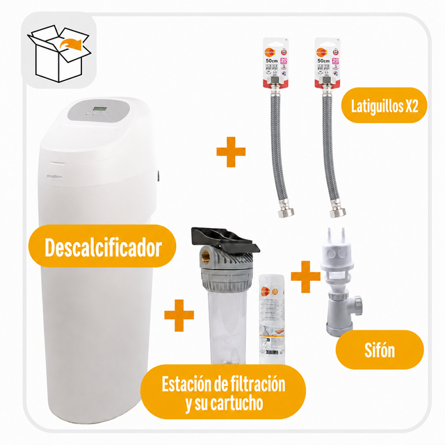 Kit completo para instalación descalcificador electrónico EQUATION 1 m³/h 25L