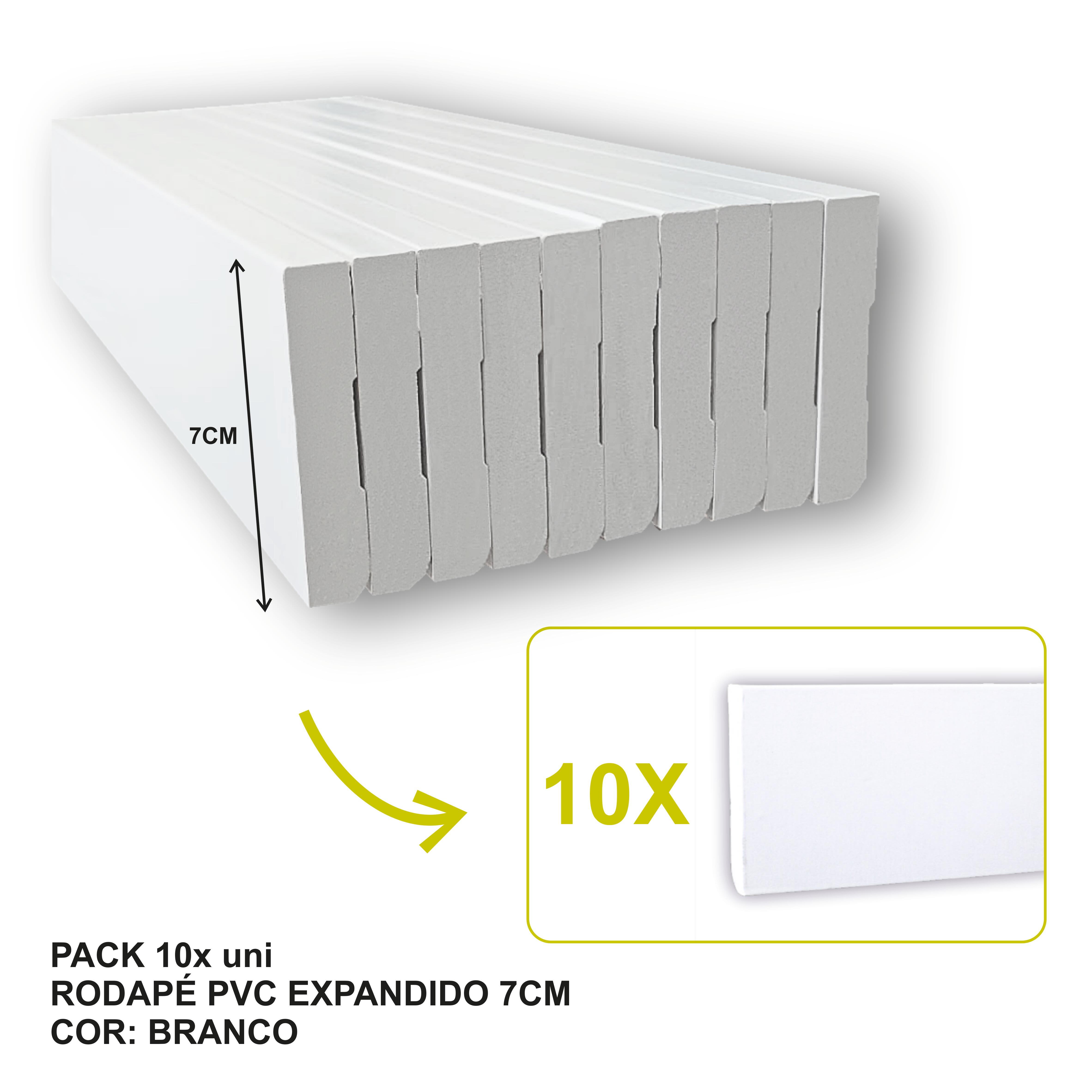 Pack de 10 Rodapés em PVC branco mate 140x70x2500 mm Perclic  - 3