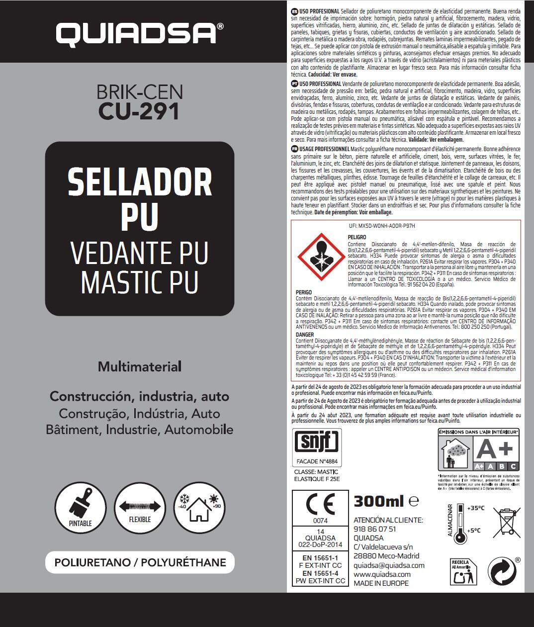 MASILLA POLIURETANO PARA JUNTAS 300ML BLANCO - 2