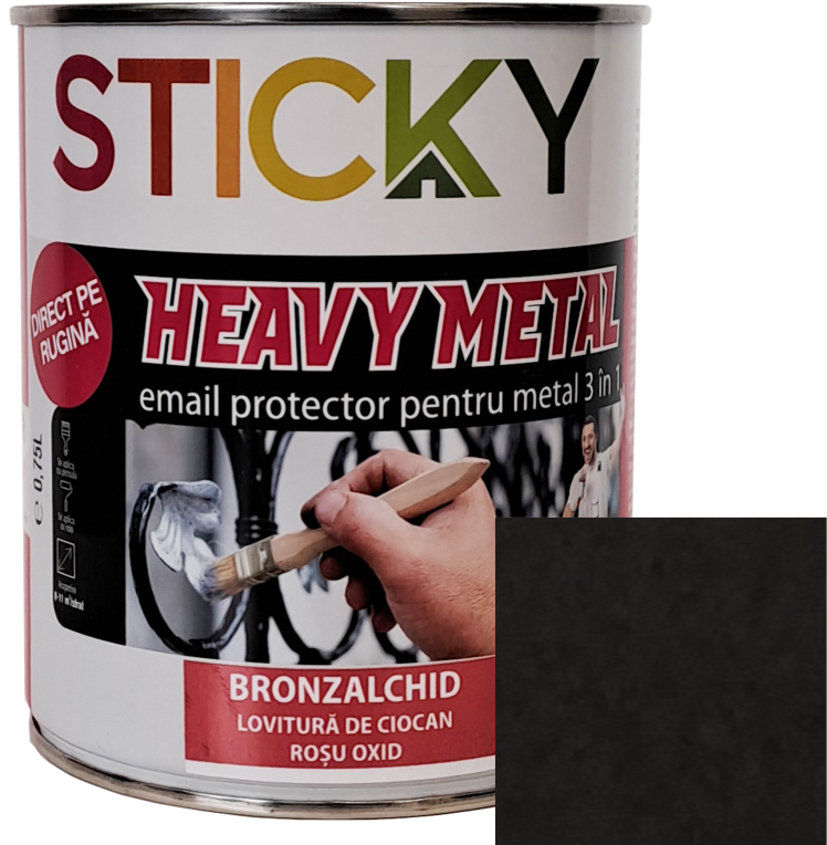 Email pe baza de solvent Sticky, pentru metal, negru, aspect