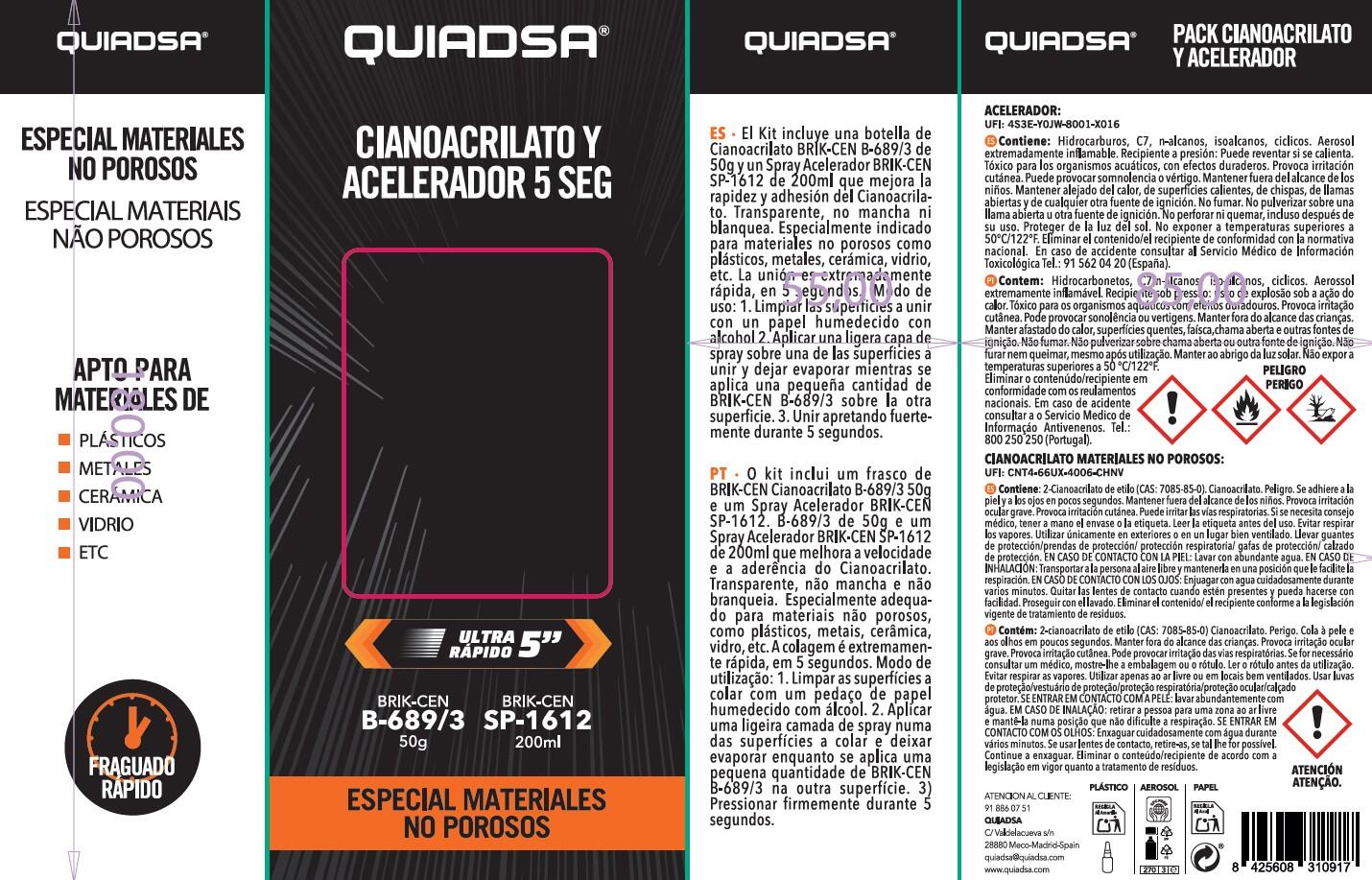 PEGAMENTO DE CIANOCRILATO+ACELERADOR BRICK CEN 50GR - 5