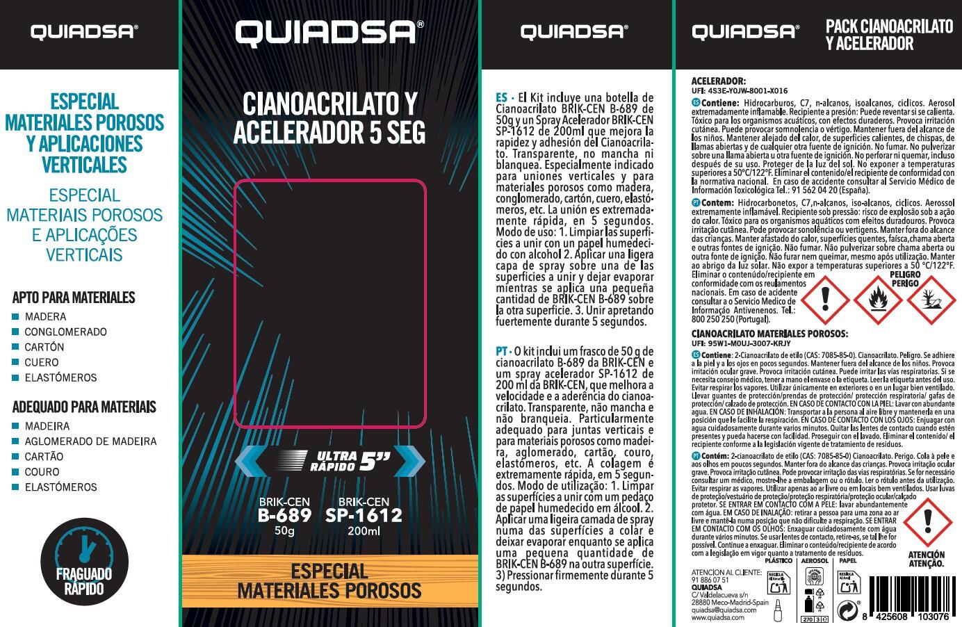 PEGAMENTO DE CIANOCRILATO+ACELERADOR BRICK CEN 50GR - 5
