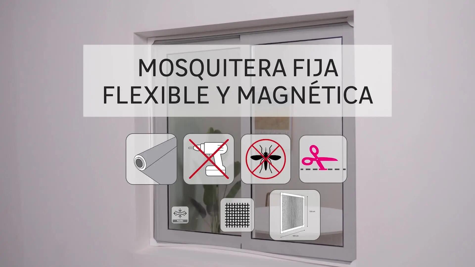 Mosquitera fija 120x120cm flexible magnética PVC gris recortable para ventana tela de fibra vidrio negra - 3