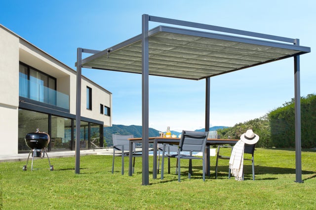 Pérgola de aluminio con cubierta NATERIAL Elysia de 308 x 350 cm gris