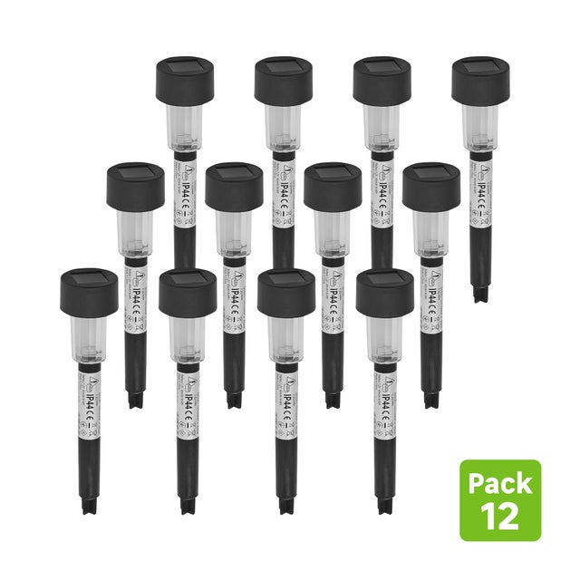 Pack 12 Balizas jardín solar exterior LED negra INSPIRE Erato IP44 con sensor crepuscular