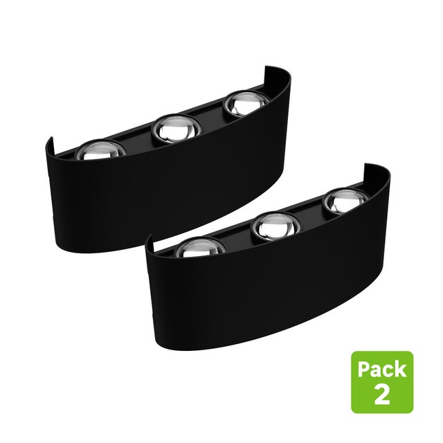 Pack 2 Apliques exterior LED Quiroga INSPIRE negro 958lm blanco cálido IP54