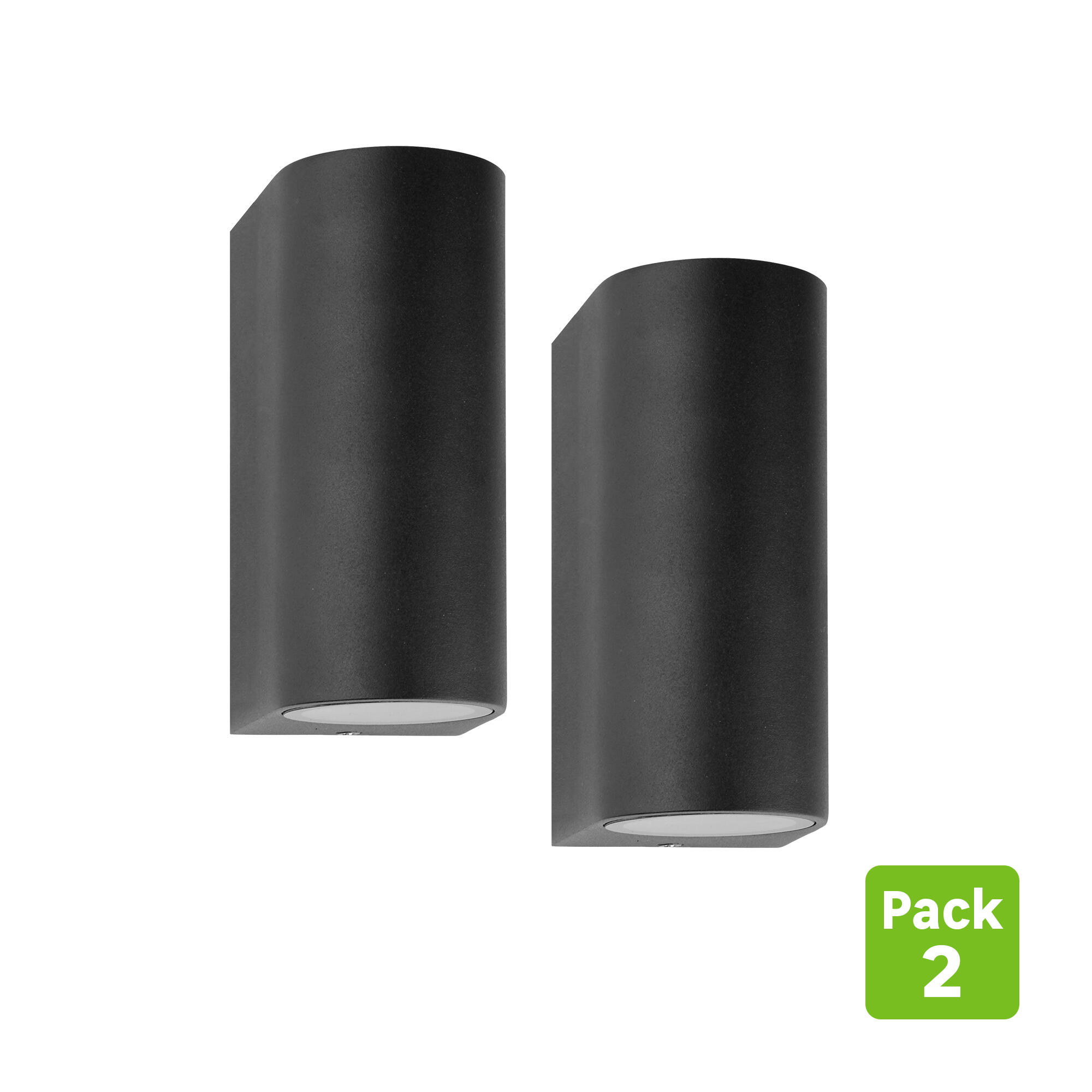 pack 2 apliques de pared exterior negro 2 luces gu10 de aluminio inspire kofu ip44