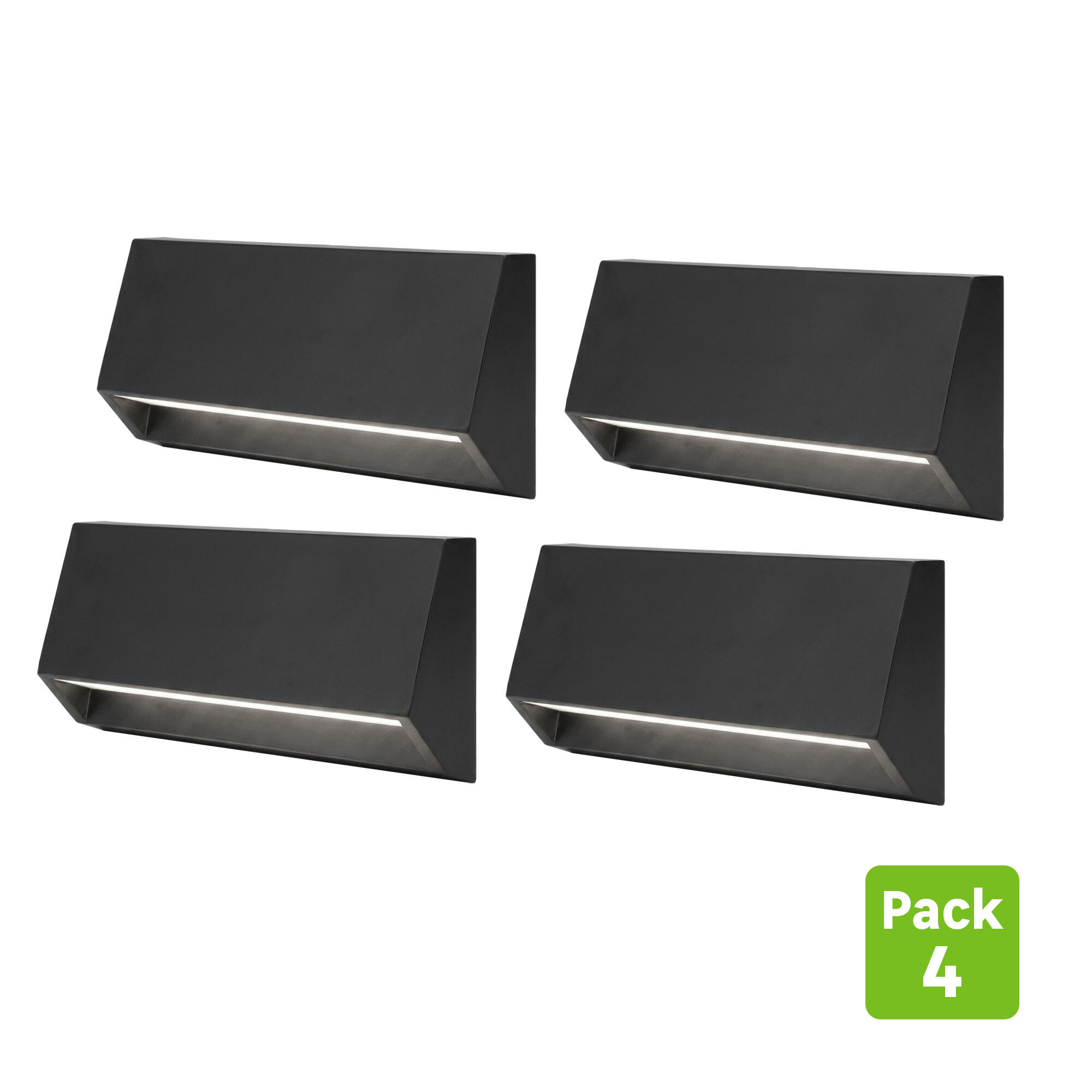 pack 4 apliques exterior led fenway inspire negro 580 lm blanco neutro ip65