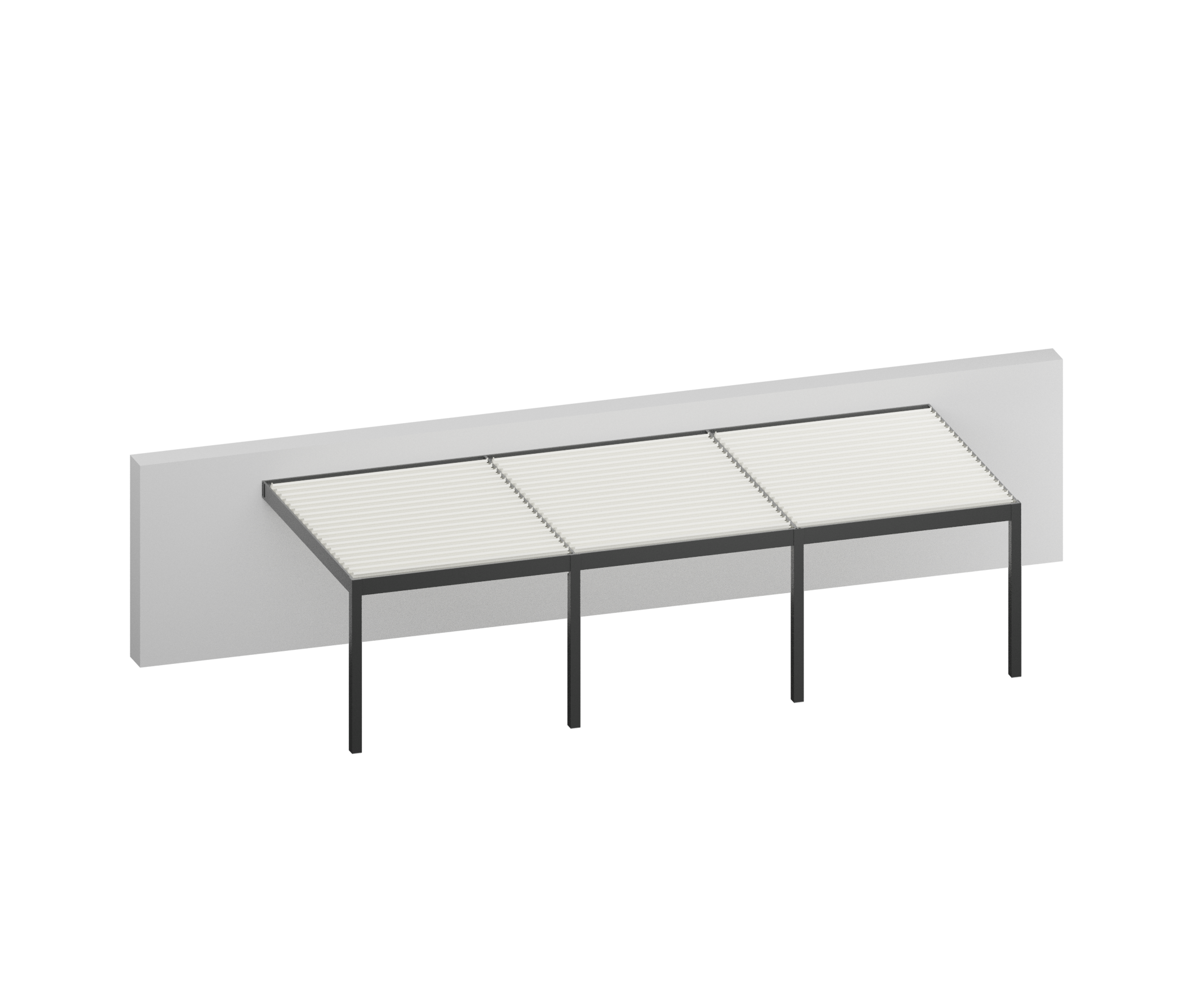 pergola bioclimatica de aluminio adosada gardengate apolo gris antracita y lama blanca de 400 x 1200 x 250 cm motorizada