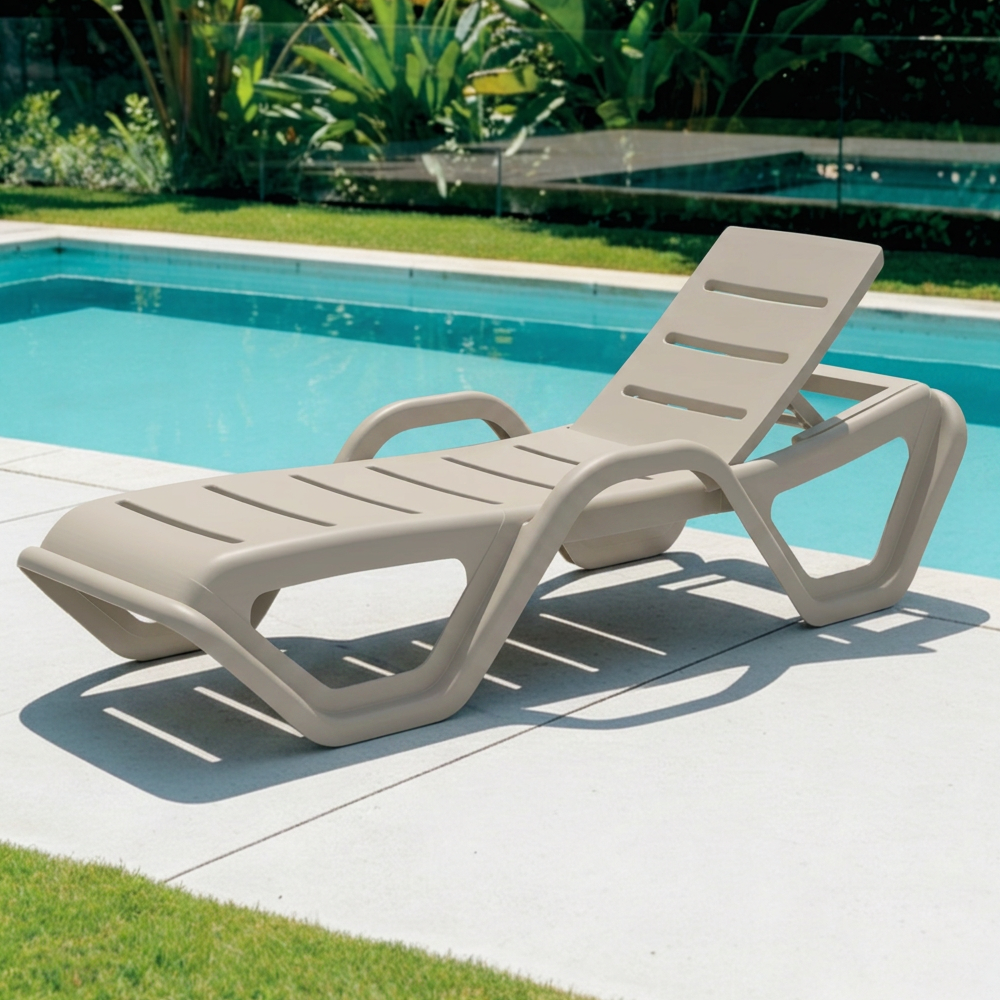 Espreguiçadeira de resina monoblock taupe - 3
