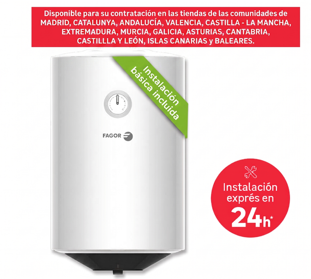 Termo eléctrico Fagor N2 50l vertical Instalación básica incluida
