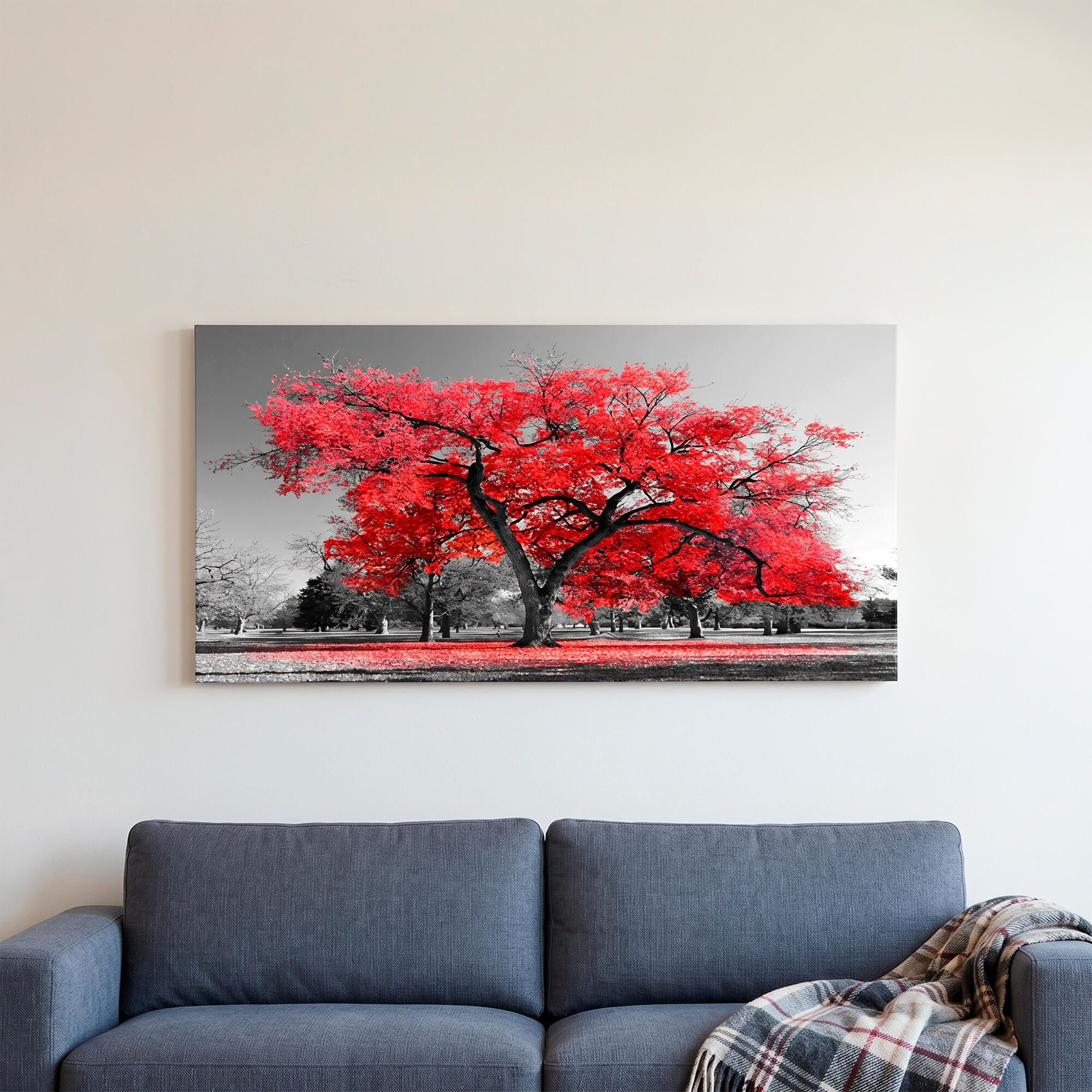 Pintura impresa sin marco botánica rectangular de 120 x 60 cm. mdf paisajes pasteles cálidos
