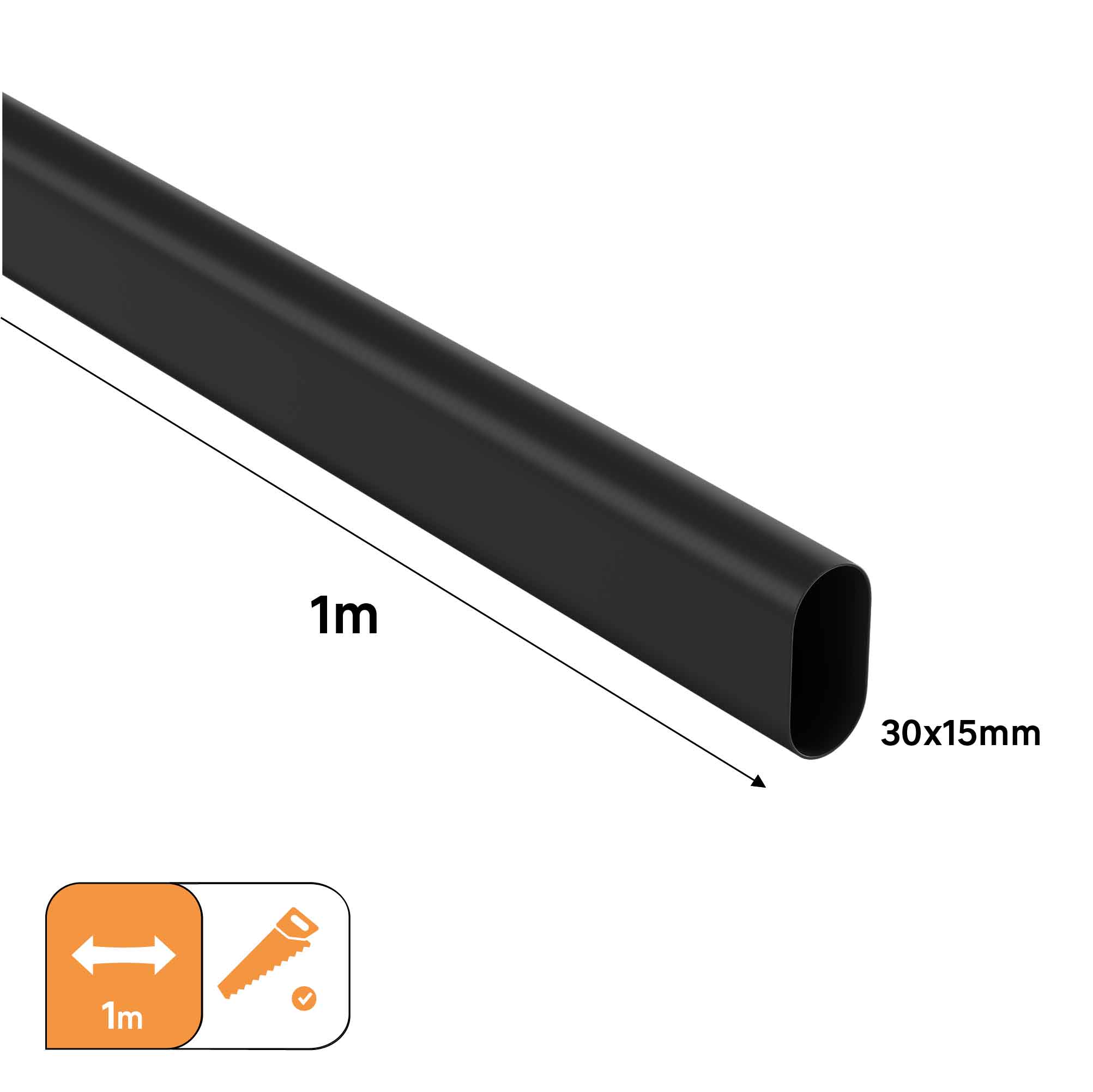 Varão para roupeiro oval 30x15 mm 100cm preto SPACEO - 3