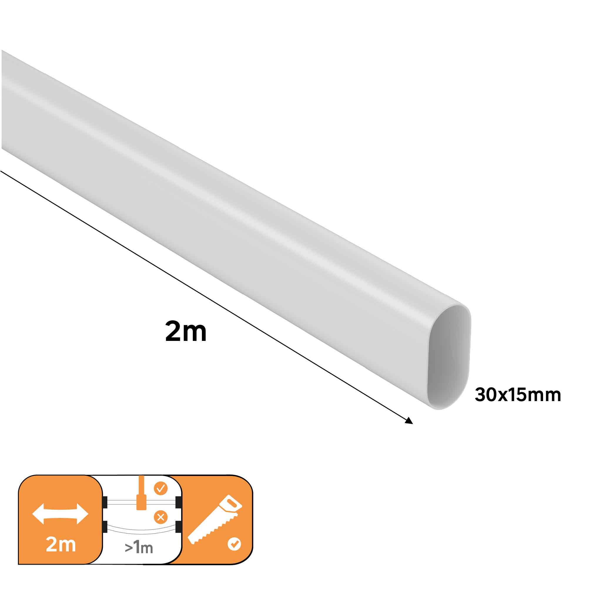 Drążek do szafy 200 cm biały Spaceo