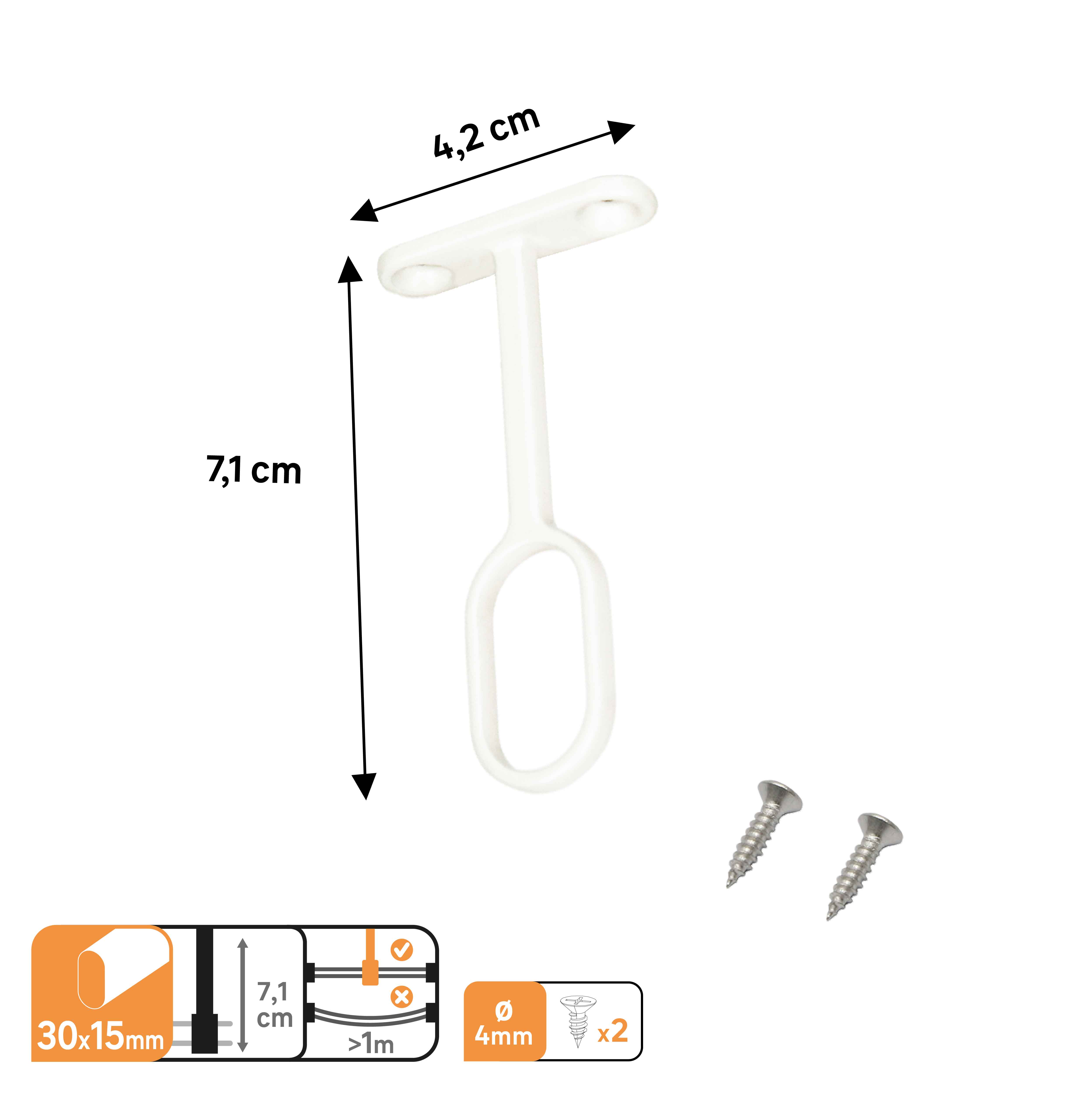 Support plafond fixe SPACEO pour barre de penderie ovale 30X15mm blanc - 3
