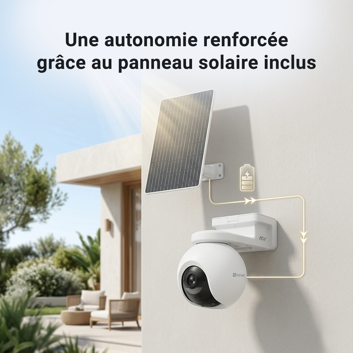 EZVIZ HB8 Caméra sans fil 2K+ (4MP) + Panneau solaire