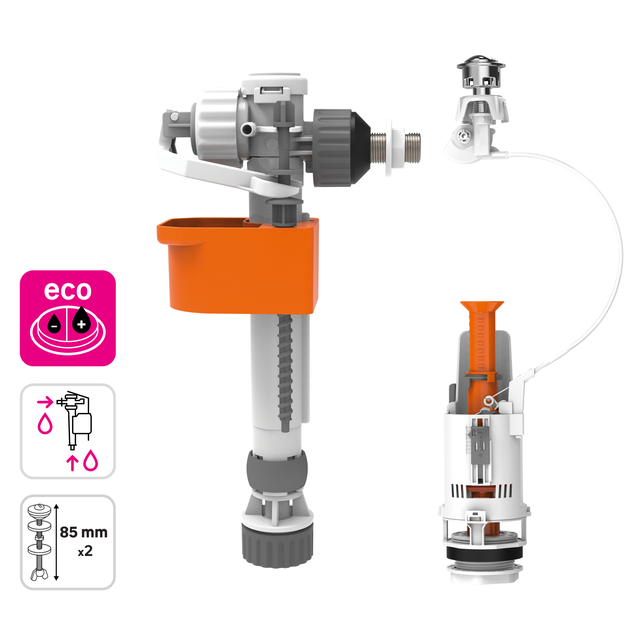 Mechanizm do spłuczki WC + zawór napełniający 3/8