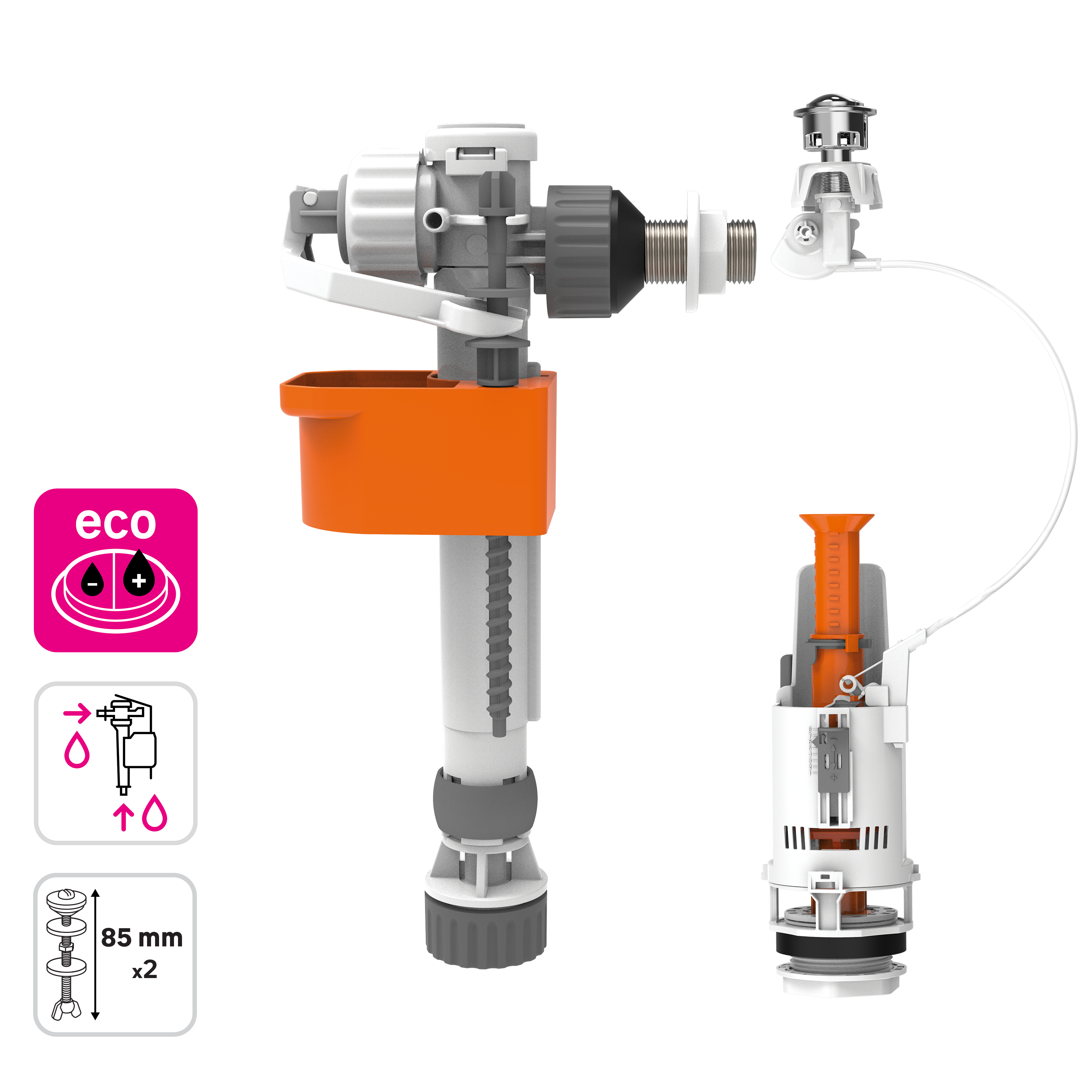 Mechanizm do spłuczki WC + zawór napełniający 1/2" zestaw 10015513 Equation