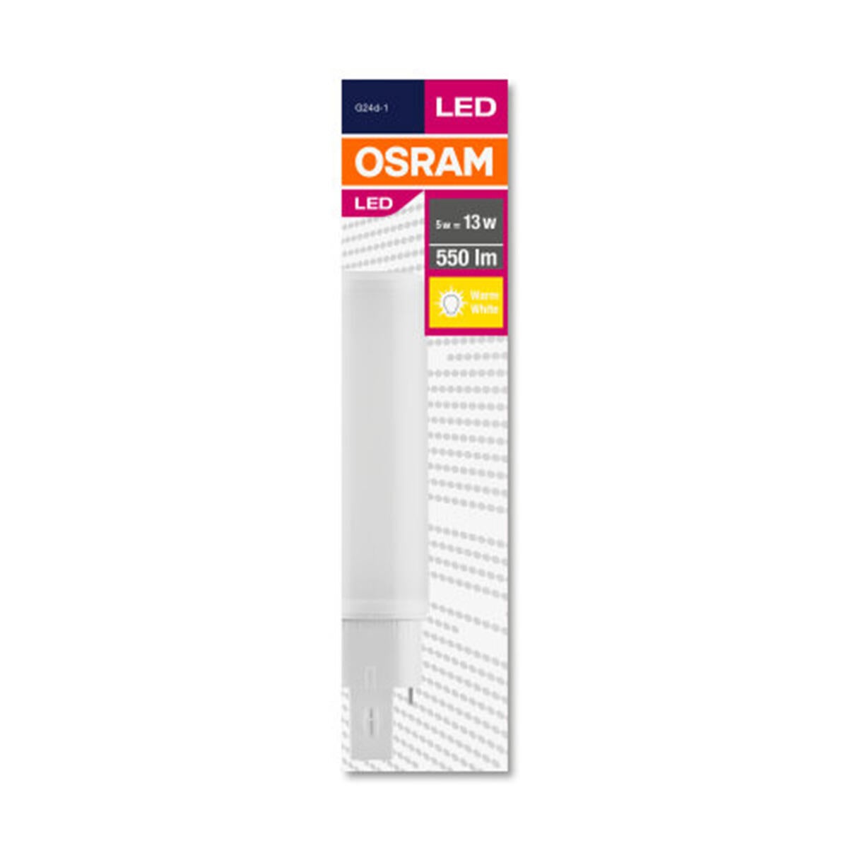 Tubo luminoso LED558106BOX1 LED, G24D1 tubo, opaco, 5W = 550 LM classe energetica A, OSRAM - 2
